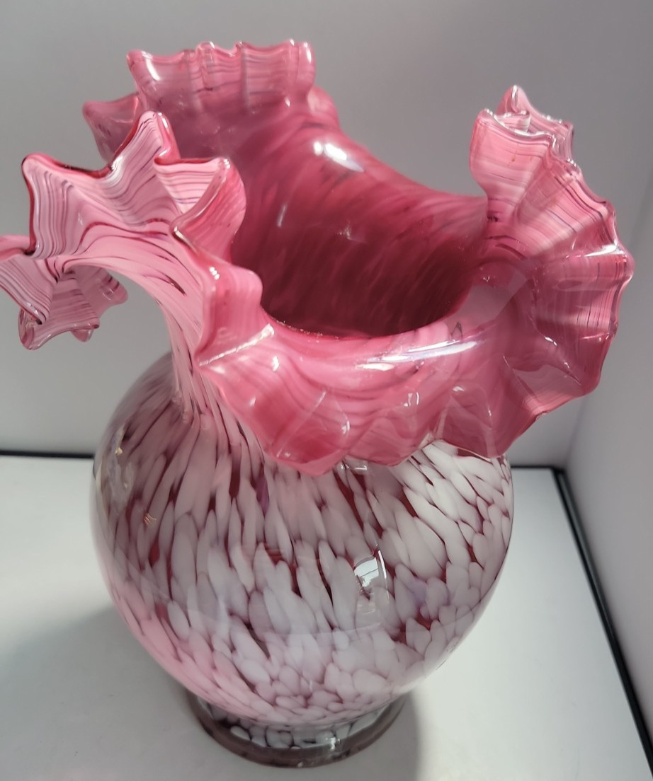 Vintage Cristalleria Ann Primrose Murano Collection D’Arte Pink Art Glass Vase