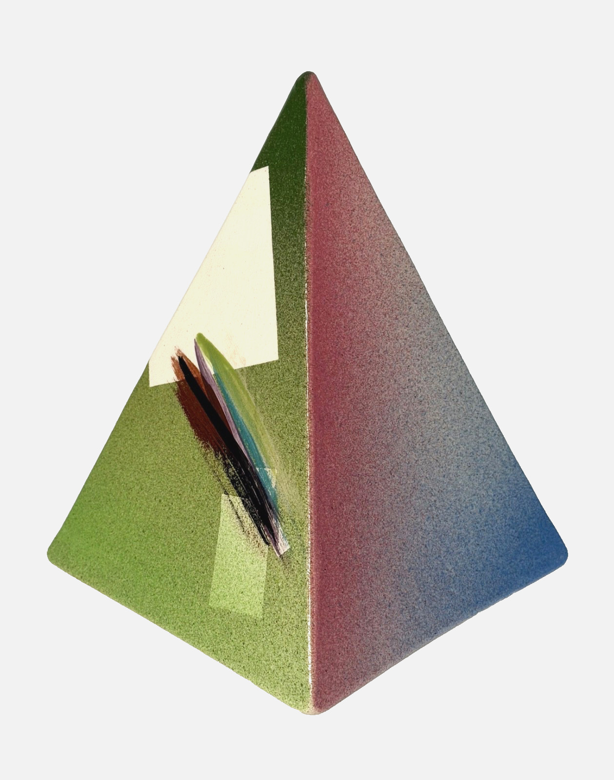 Vtg Postmodern Abstract Pottery Pyramid Signed Christine Fetty 1985