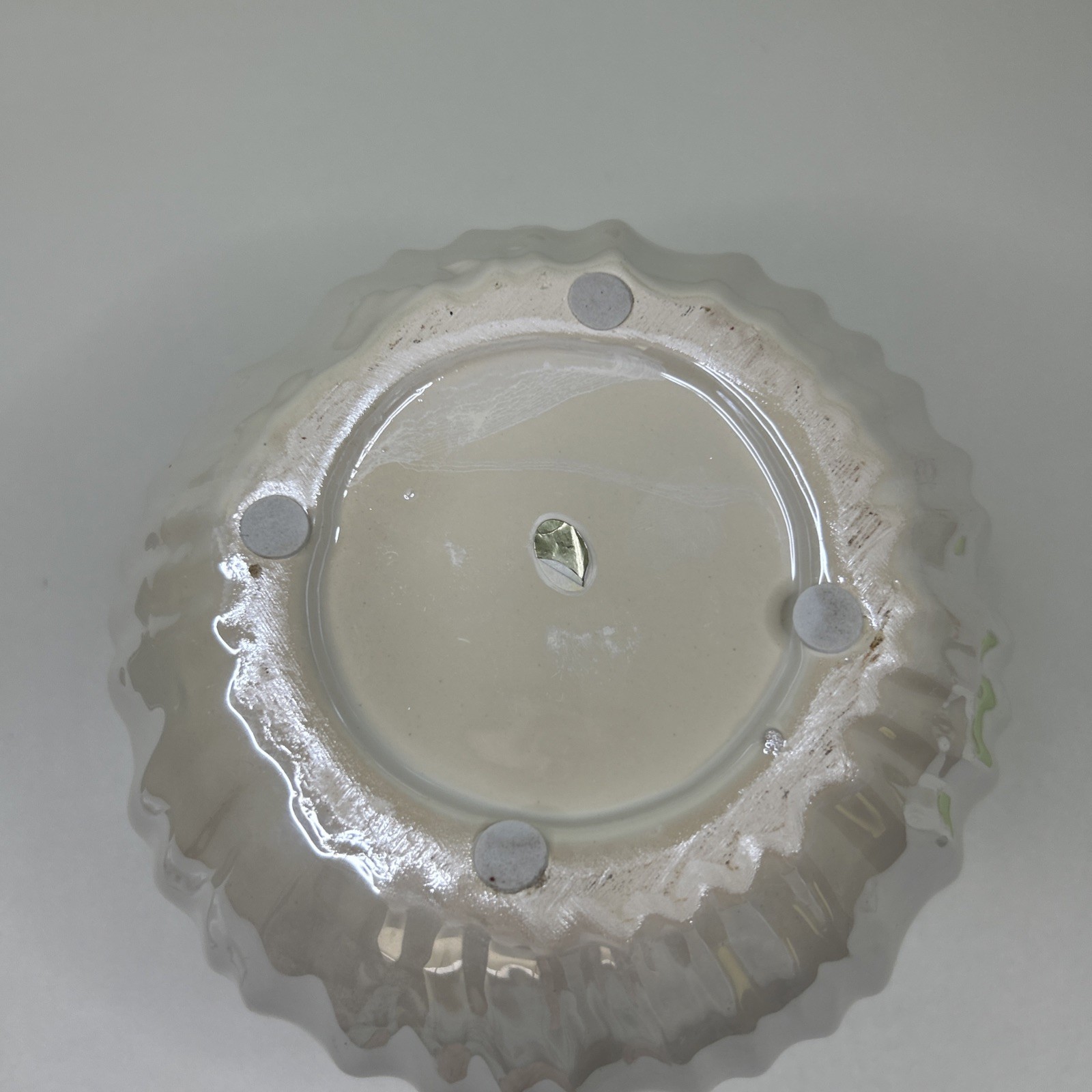 Glossy Beautiful White Ceramic Round Planter Or Vase 5”Hx7”W 4” Top Opening