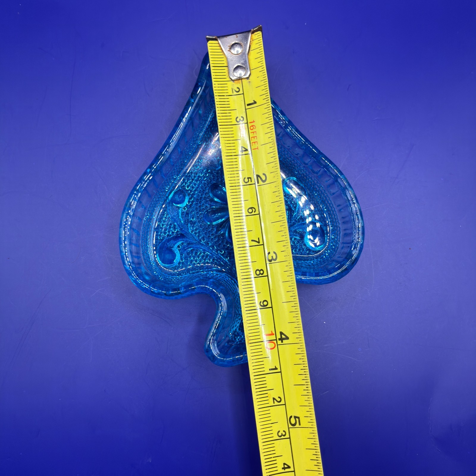 Vintage Indiana Glass Tiara COLBALT Horizon BLUE SPADE ASHTRAY Trinket Spade