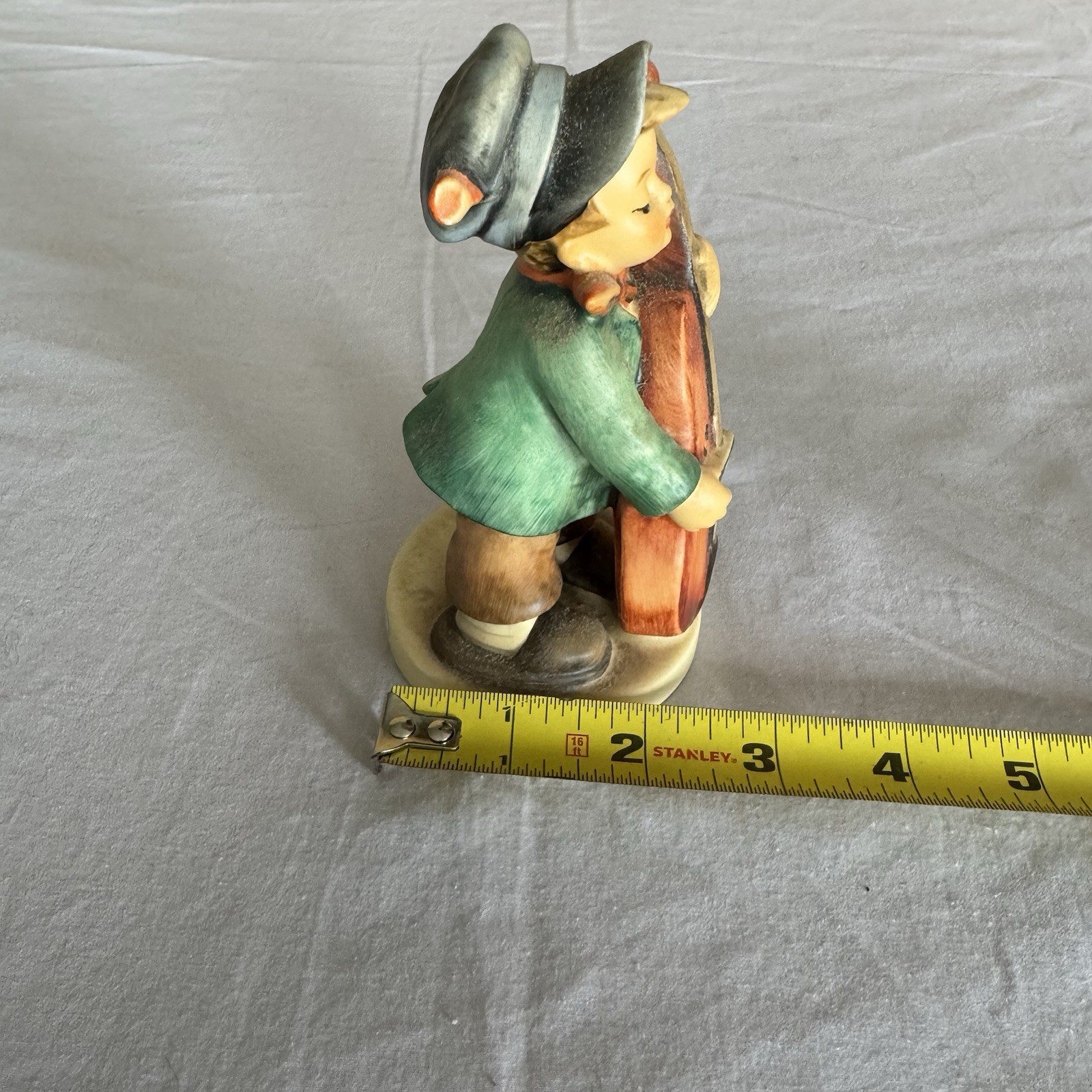 Ceramic Music Figurine Multicolor Boy Playing Cello 5.5in Decorative