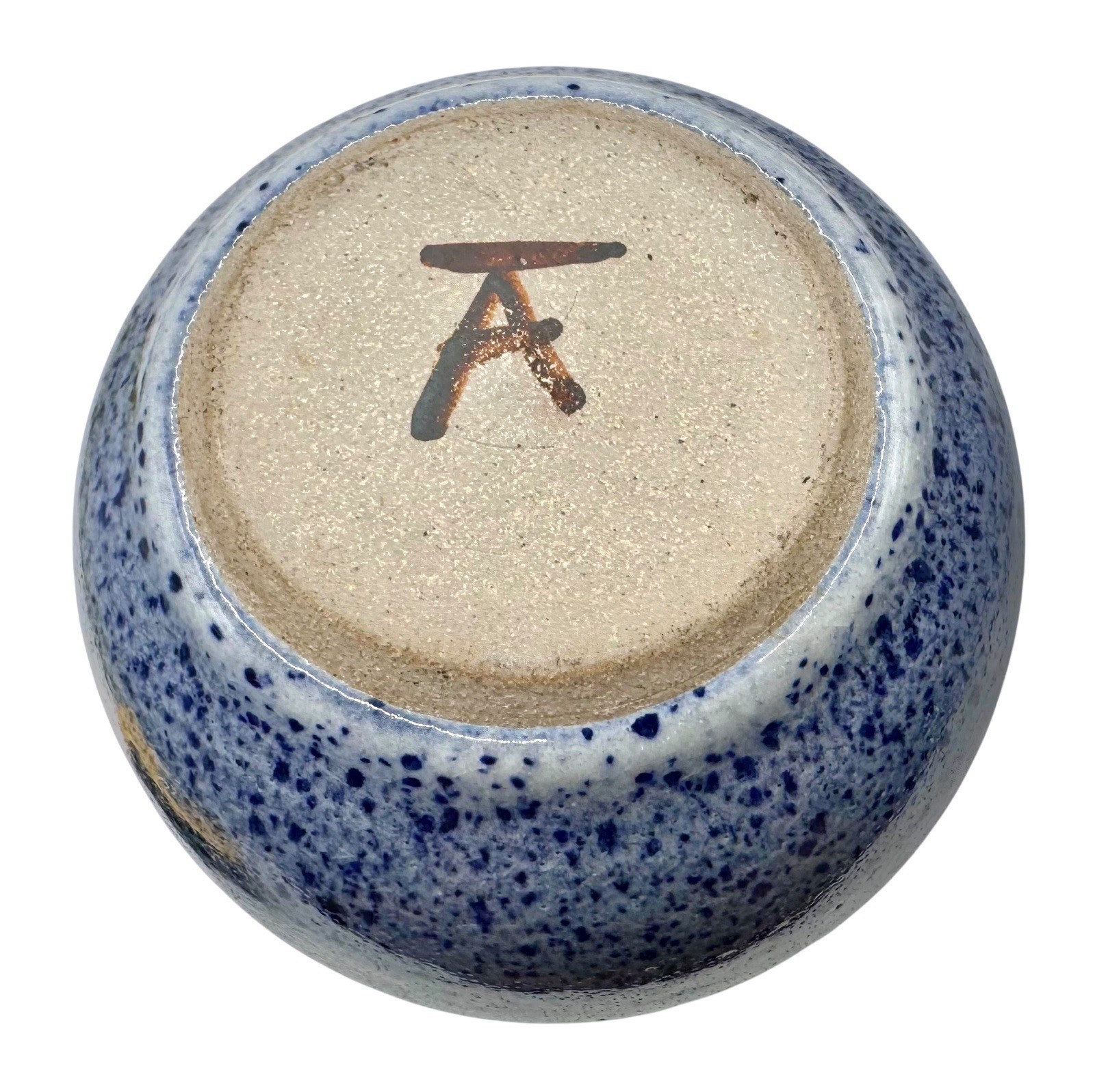 Signed Studio Art Pottery Vase Planter Pot Blue Speckle Cyprus Needles Tree 6”