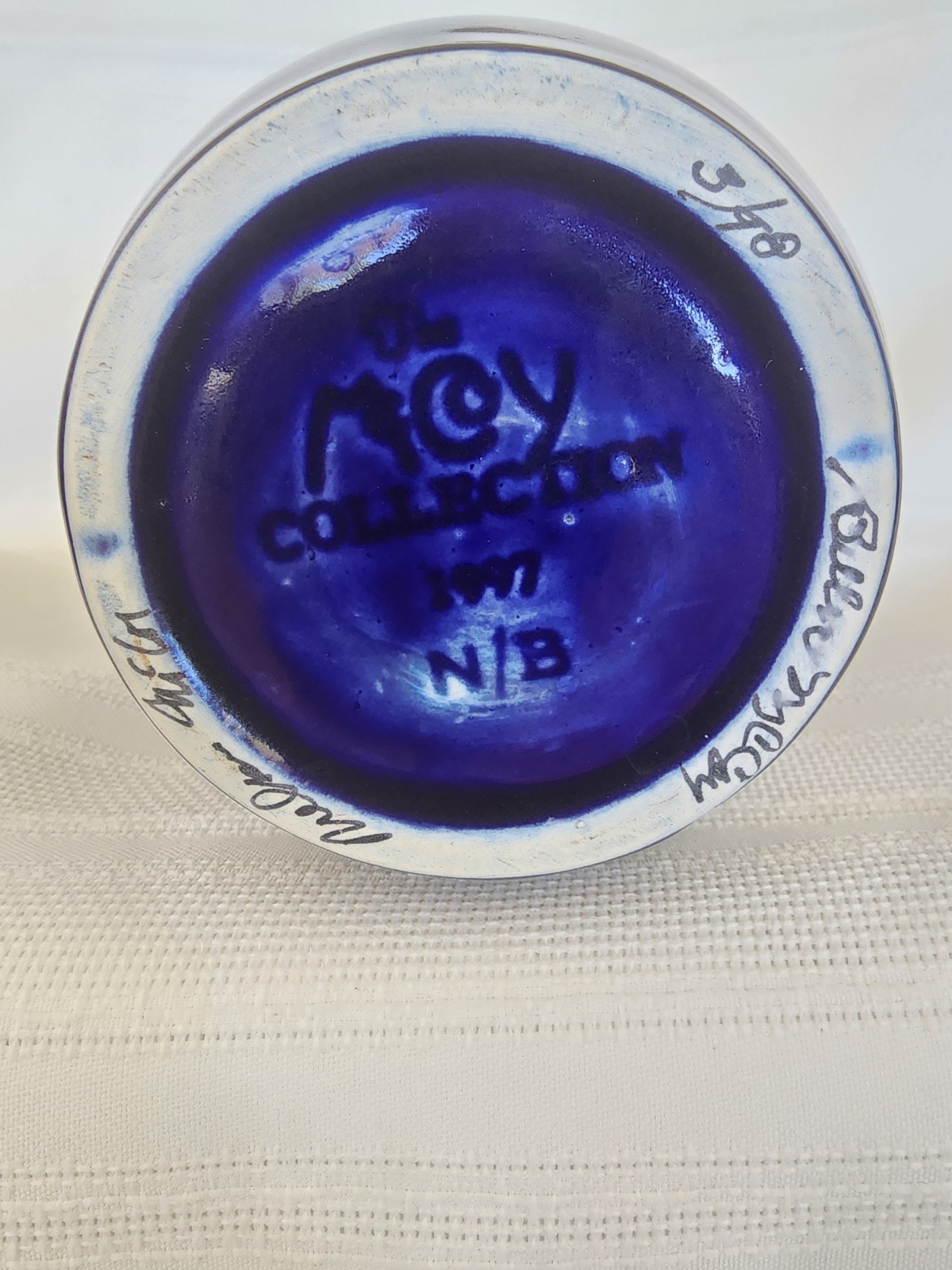 McCoy Pottery Signed 150 Year Anniversary Cobalt & Gold Handled Oil Jar or Vase