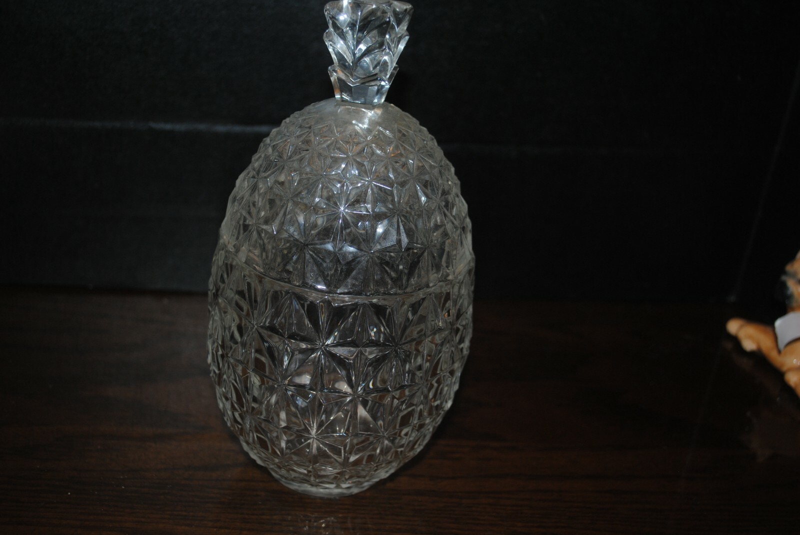Molded Glass Pineapple about 8 1/2 inches tall and about 4 inches wide