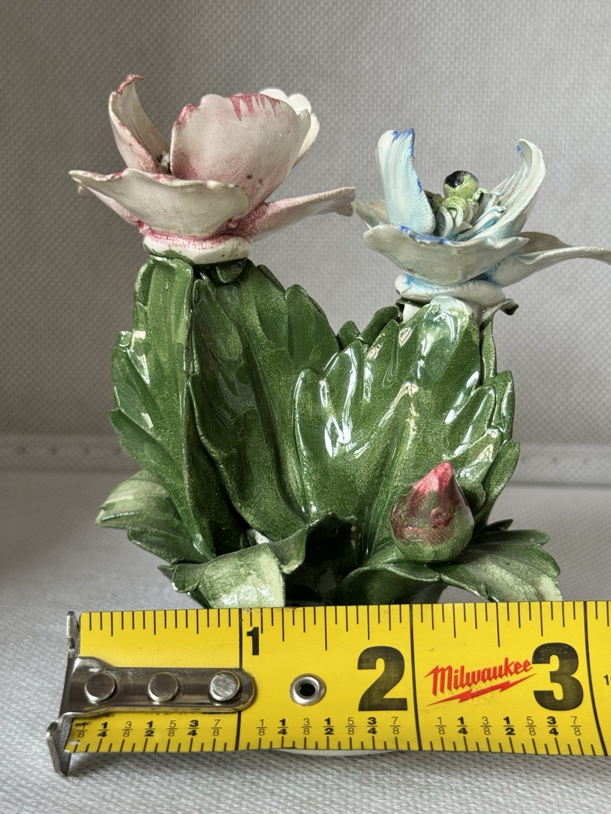 Vintage Nuova Capodimonte Porcelain Flower Figurine Italy Hand Painted Decor