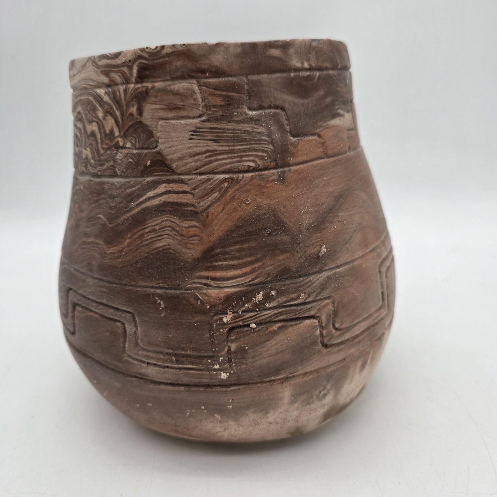 Studio Ceramic Pottery Vase Aztec Earth Tones