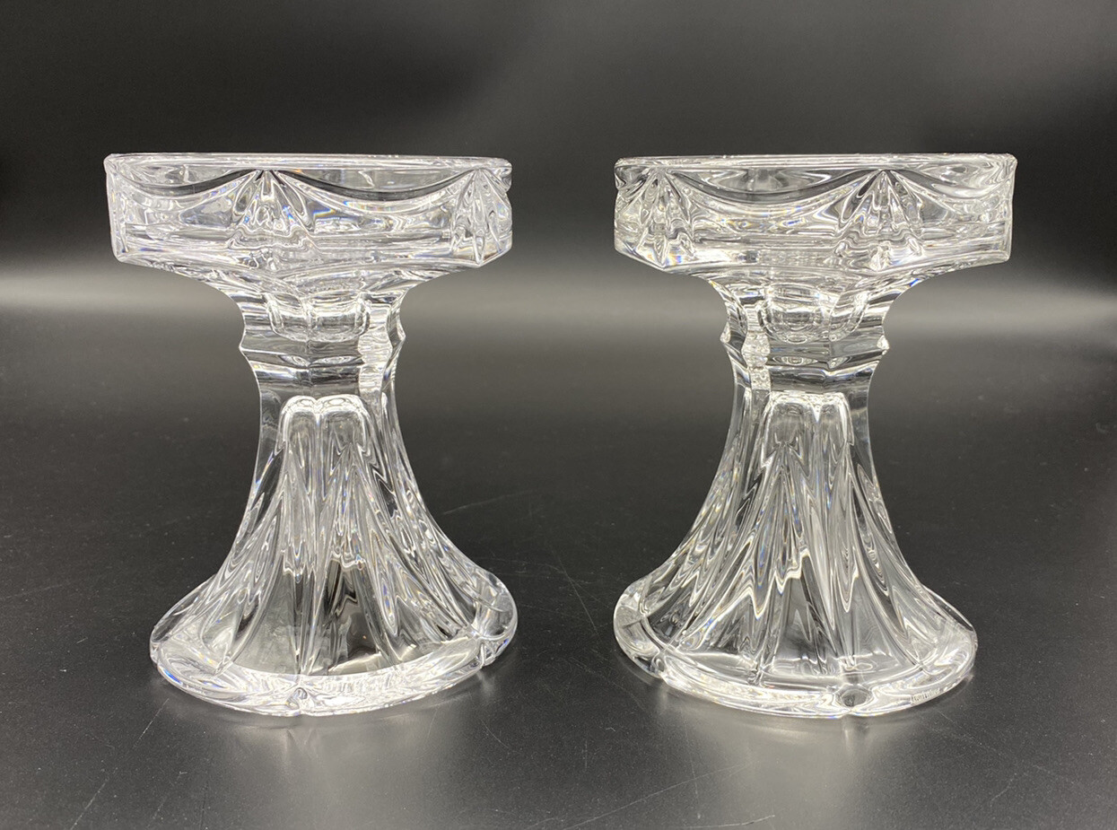 2 (TWO) WATERFORD Marquis Unity Crystal Pillar Candle Holder