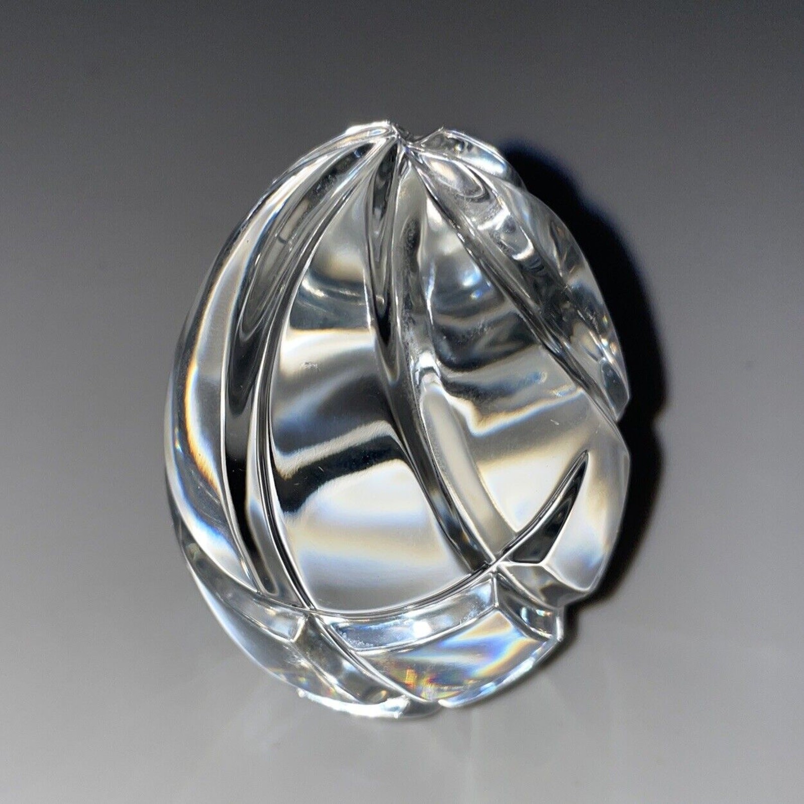 Solid Crystal Egg w/ Swirls Paperweight 3.25 in Weight Is 1 Pound. Beautiful!