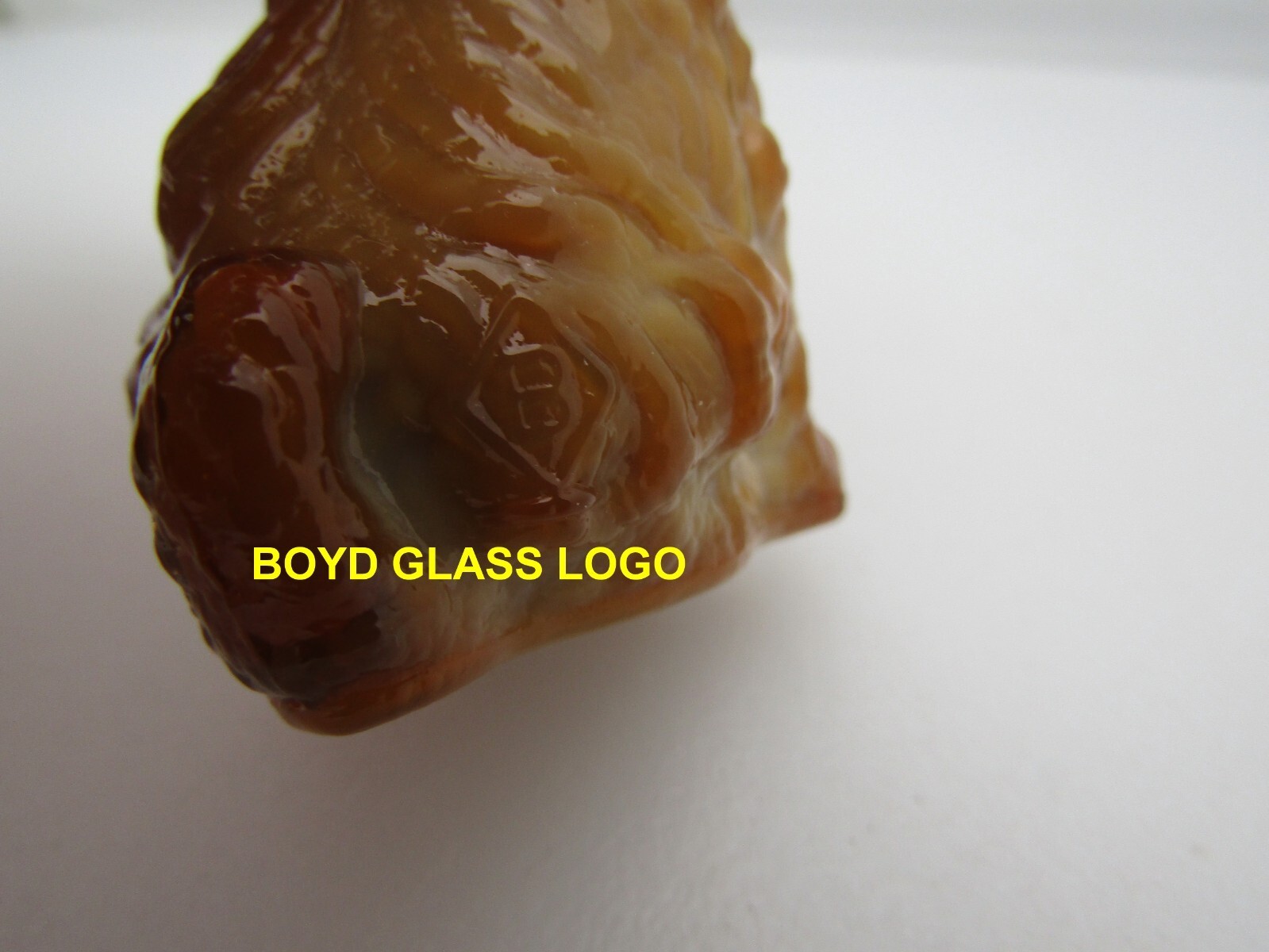 Boyd Crystal Art Glass Brown Slag Skippy the Dog Vintage 3 1/4″ Figurine