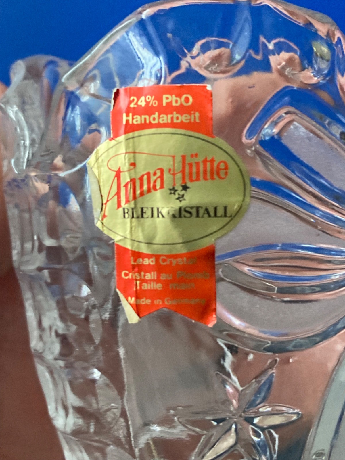 Anna Hutte Bleikristall Heart Shaped Vase 24% Lead Crystal Frosted 5″ BELL GERMA