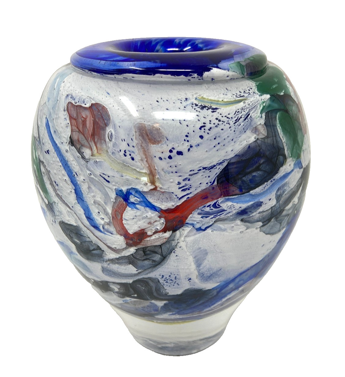 Jean Claude Novaro Art Glass Vase Hand Signed 6″ Mint