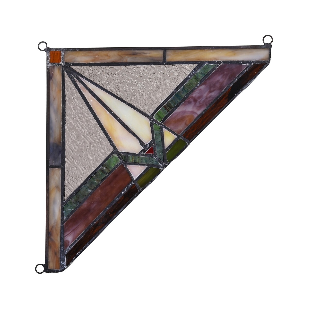 Pair Stained Glass Corner Window Panels Handcrafted Mission Design Tiffany Style
