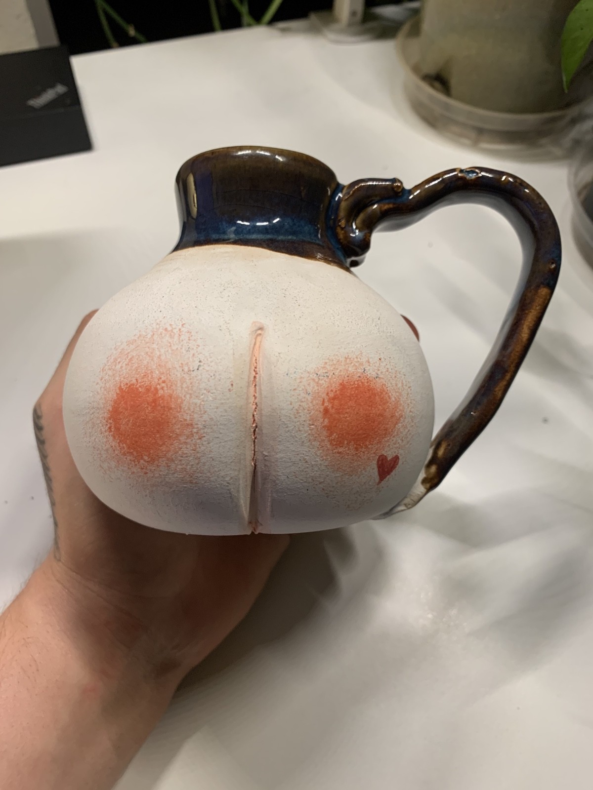 Unique Handmade BOHO Buttock/Belly button Mug Signed ‘SJ 22’
