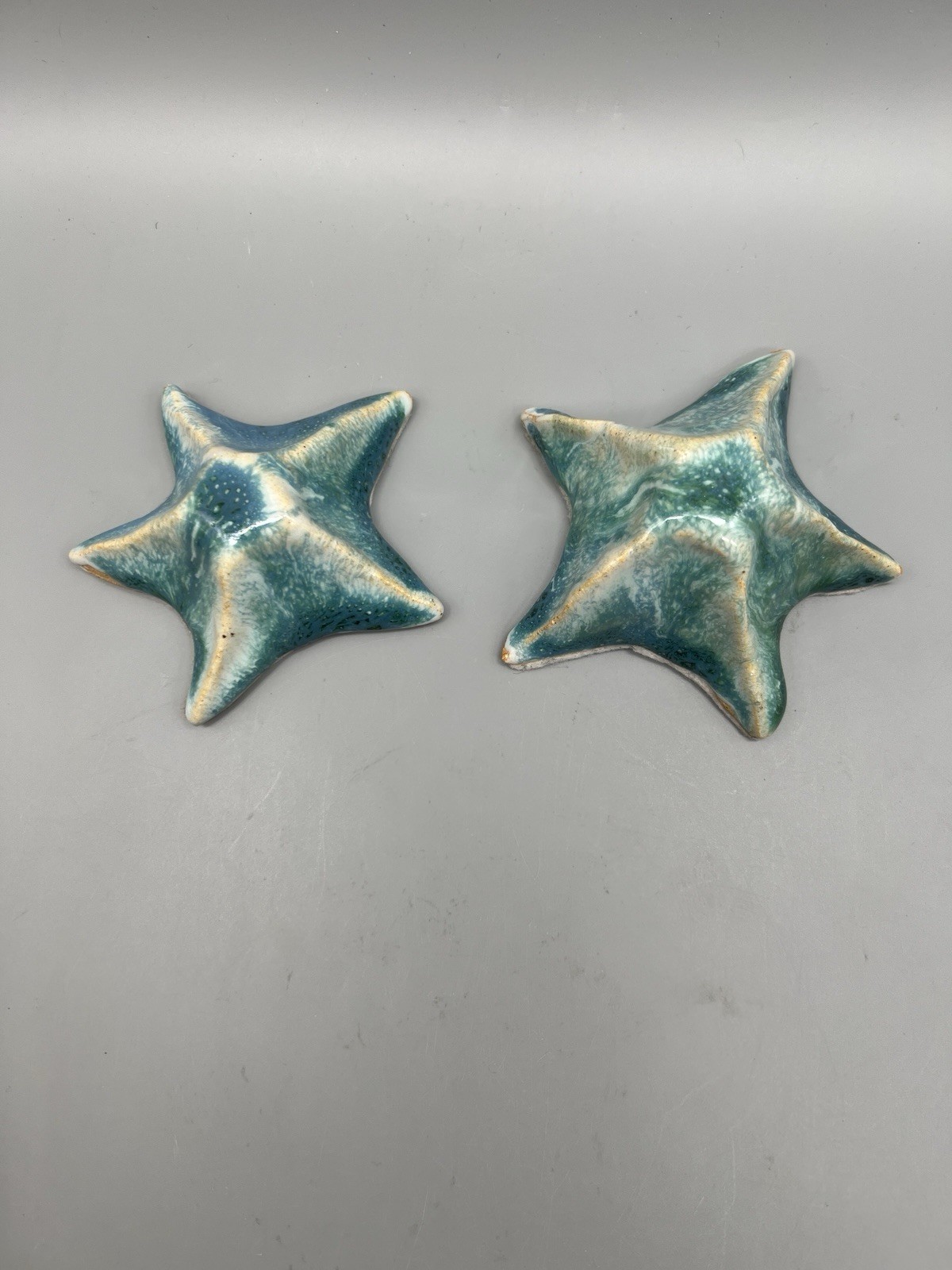 Studio Art Pottery Starfish Decor Aqua Turquoise Tan Variations MJP Custom Tiles