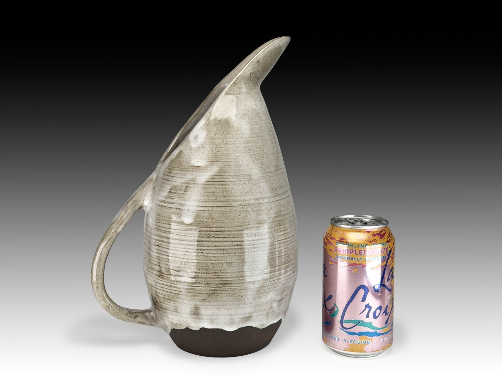 Vintage D Peterson Studio Pottery Pitcher White Drip Glaze Vase Ceramic MCM 1956