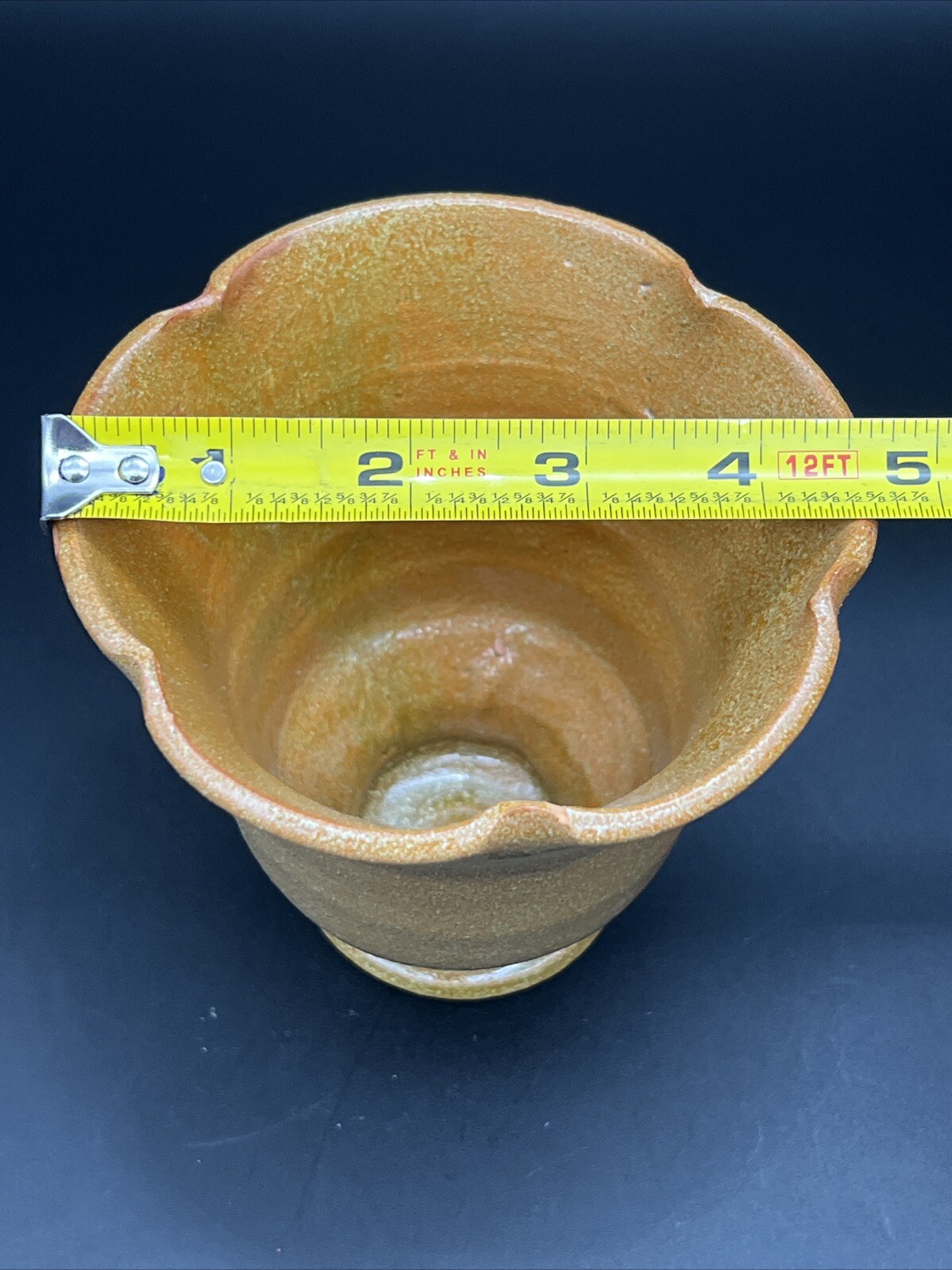NC Pottery Transitional Period 4 1/2″ Ruffled Edge Vase c. 1920s – DZ Craven?