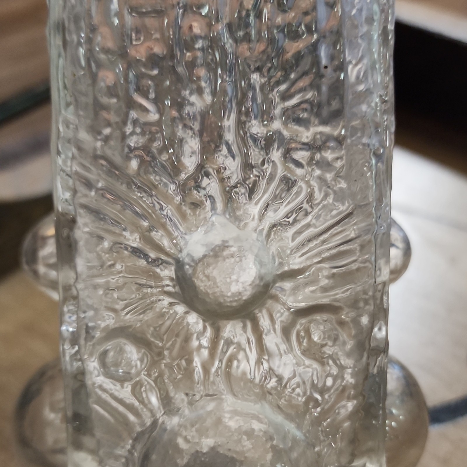 Vintage 1970s Rune Strand Swedish Clear Pressed Glass Vase SEA Glasbruk 8”