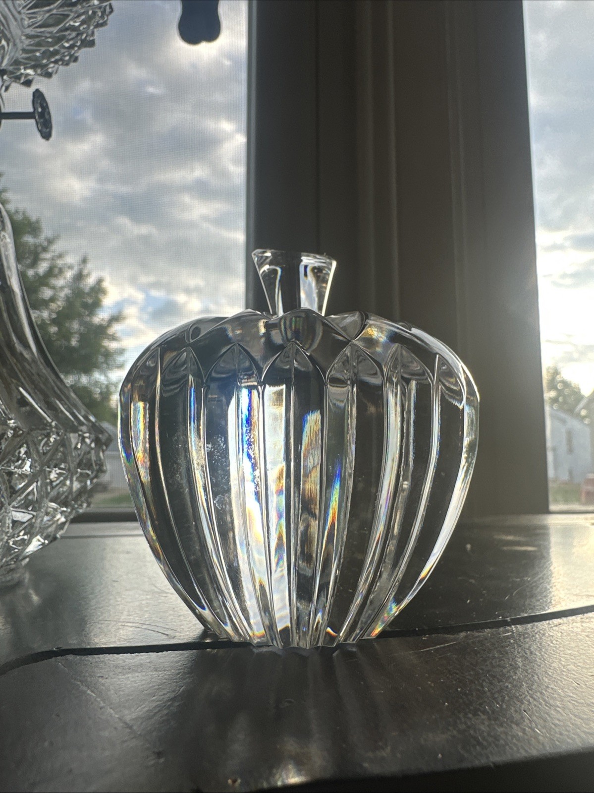 Signed WATERFORD CUT GLASS CRYSTAL APPLE Stem PAPERWEIGHT IRELAND *7