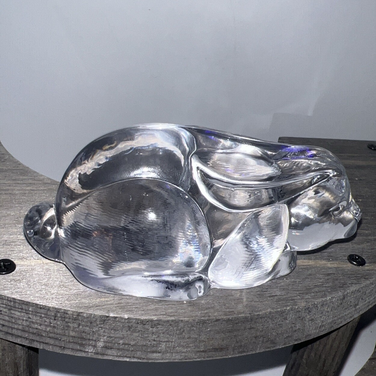 EASTER BUNNY RABBIT Paperweight FIGURINE Clear Glass