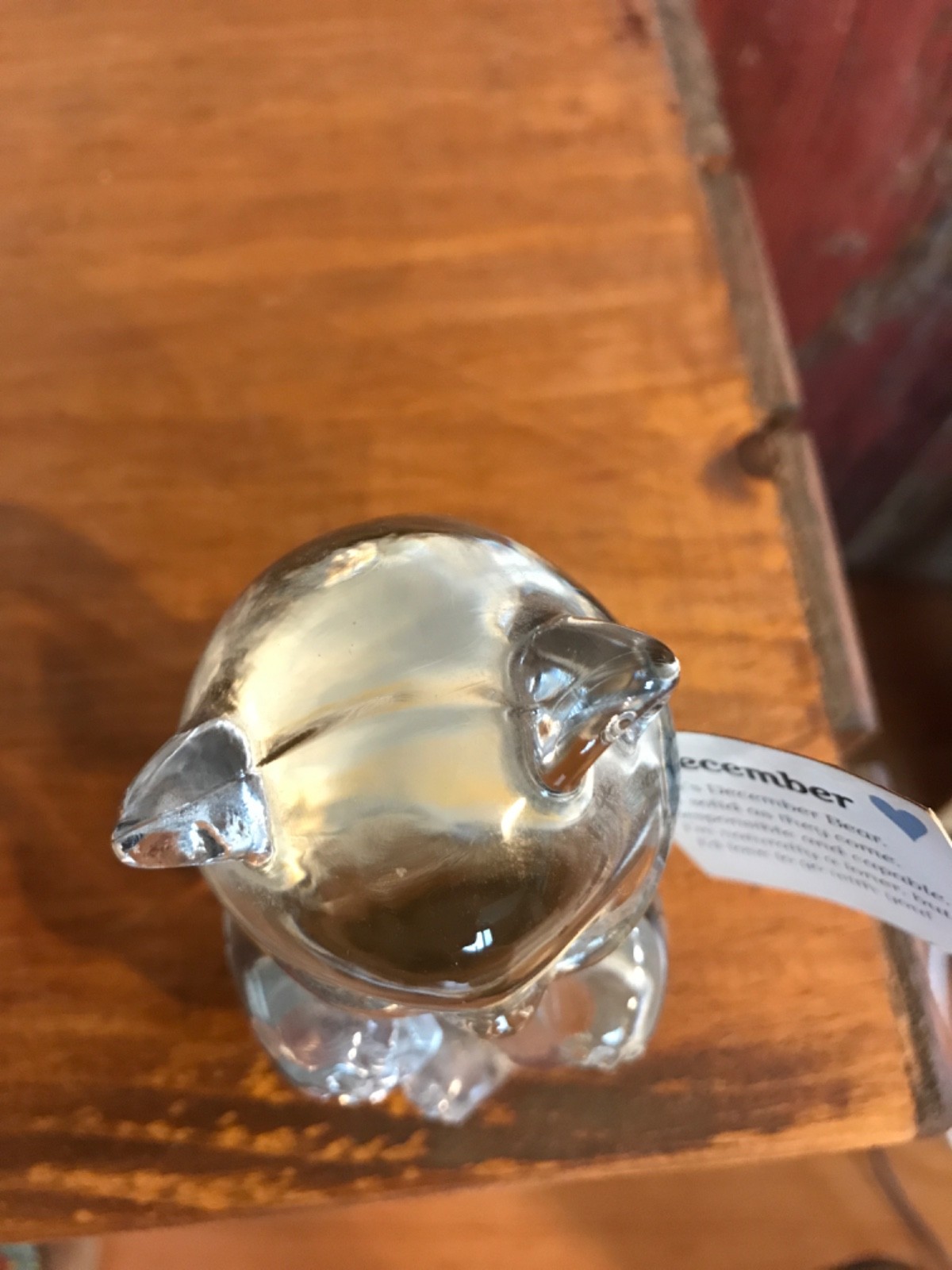 Fenton clear glass December Birthday Bear……….u