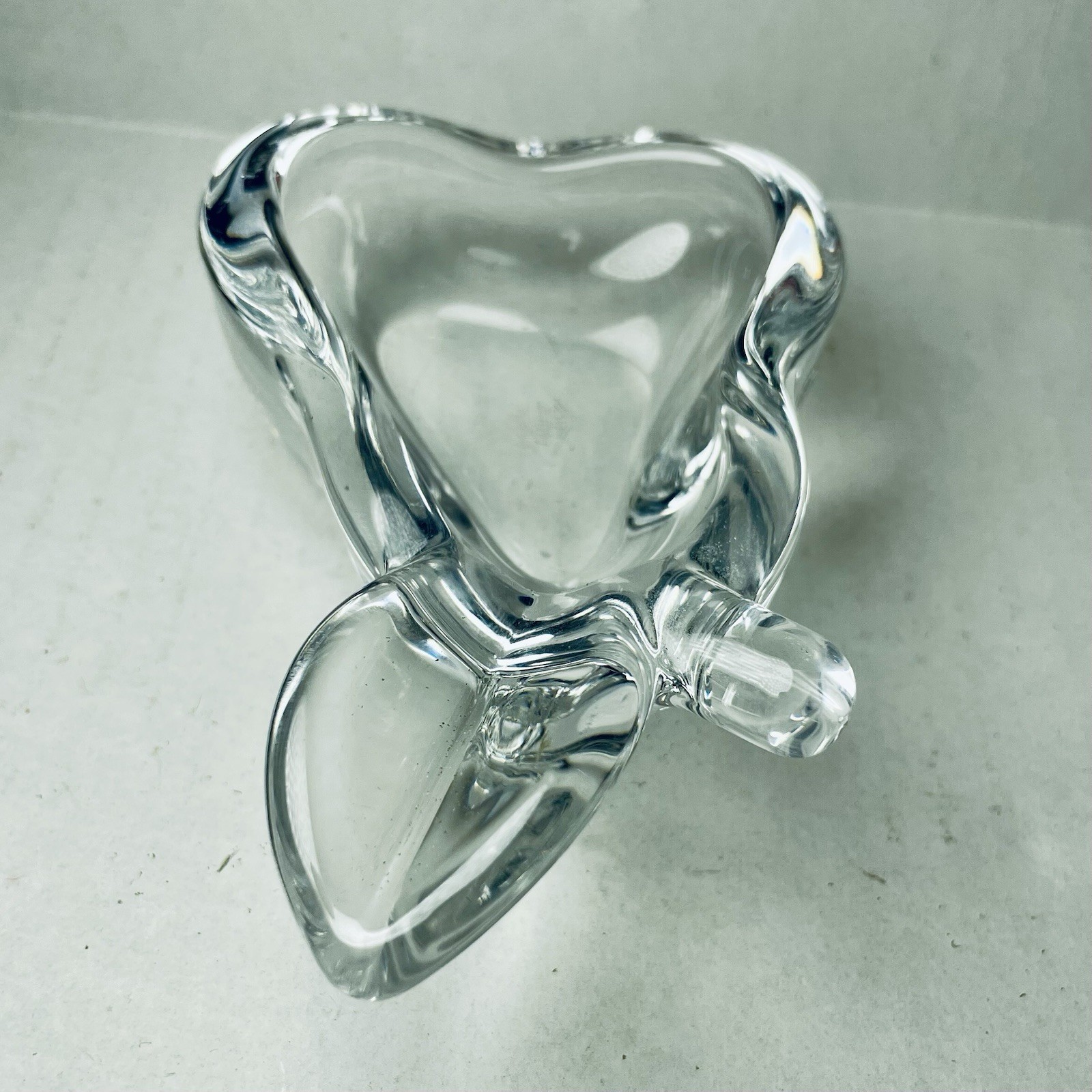 vintage Vannes le Châtel or Art Vannes crystal pear trinket dish France Signed