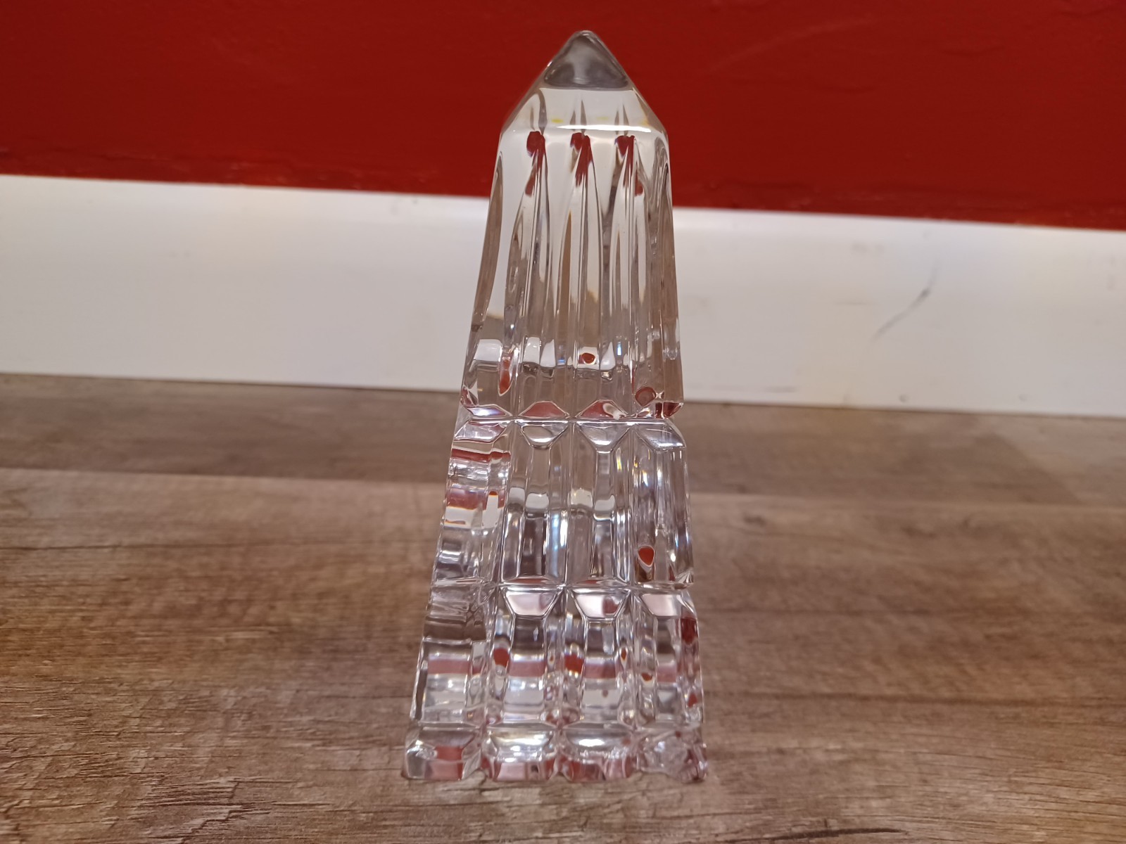 Vintage Y2K 2001 Waterford Crystal Obelisk Pyramid Paperweight/Desk Clock