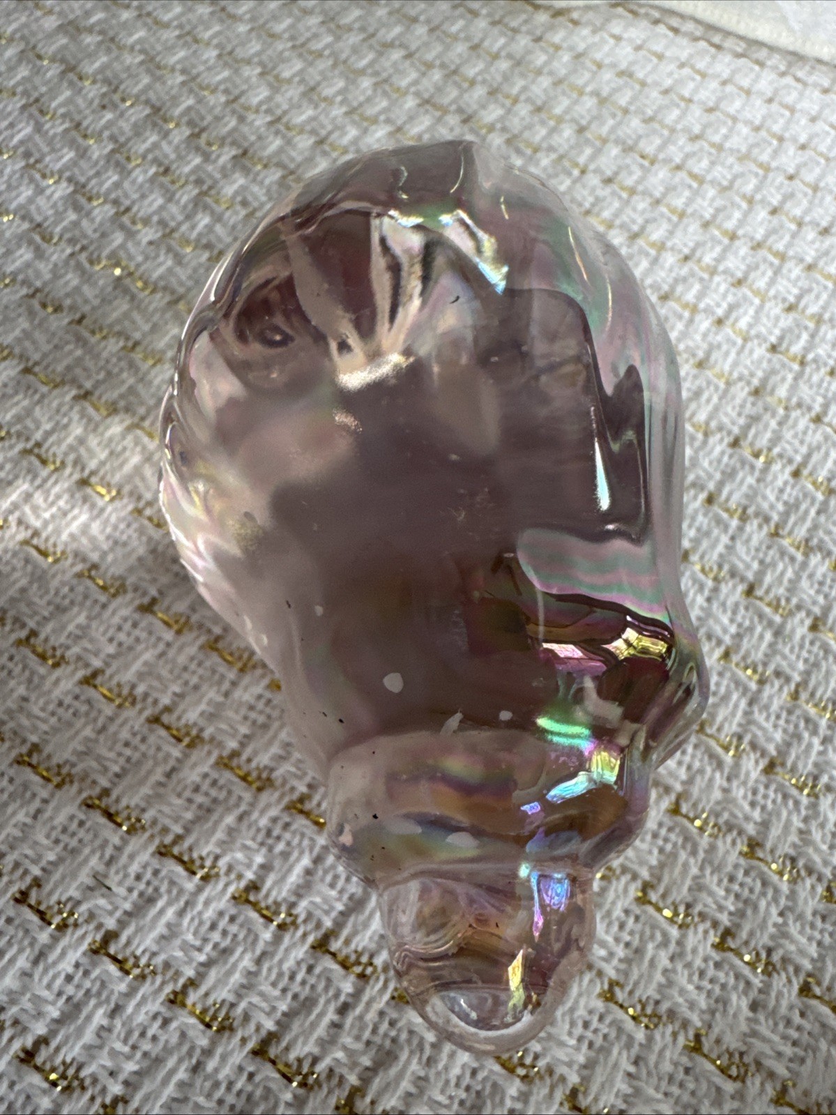 Vtg Paperweight Silvestri Iridescent Pink Conch Shell Art Glass 4.75” L 2.75” T