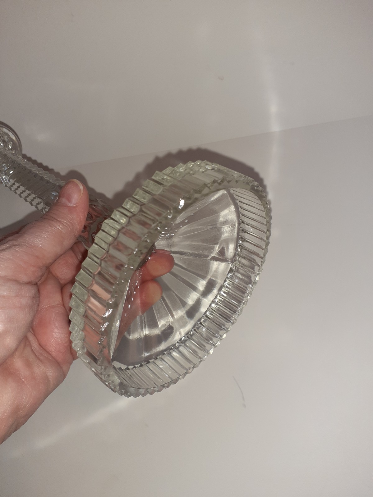 Mid Century Pair Clear Glass twisted Candlesticks