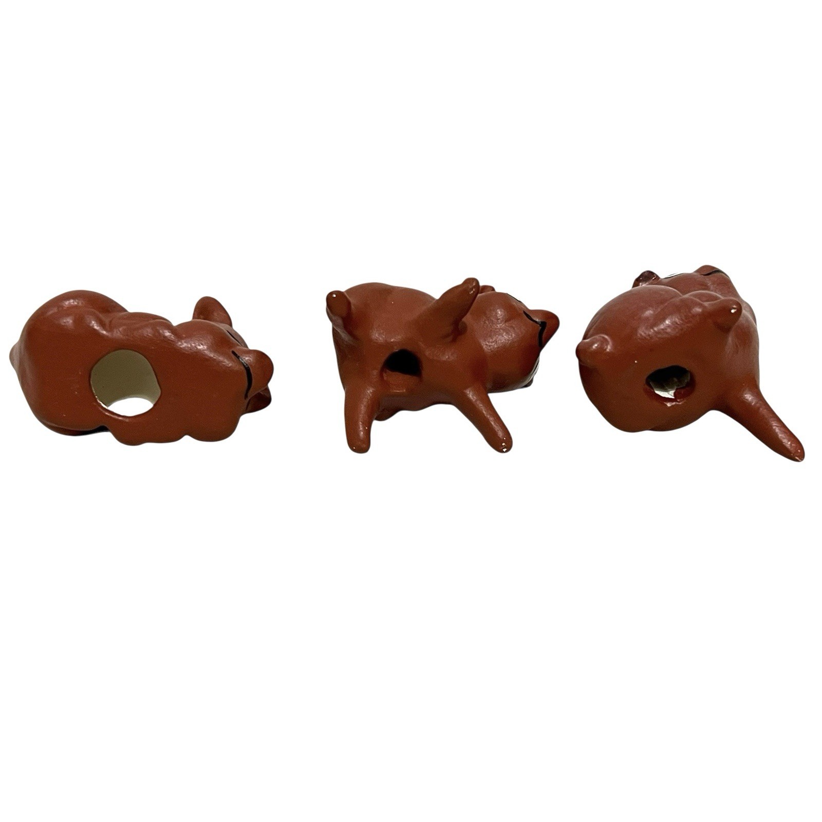 Vintage Miniature Pig Figurines Lot of 3 Ceramic Brown Pigs Farm Animal Decor