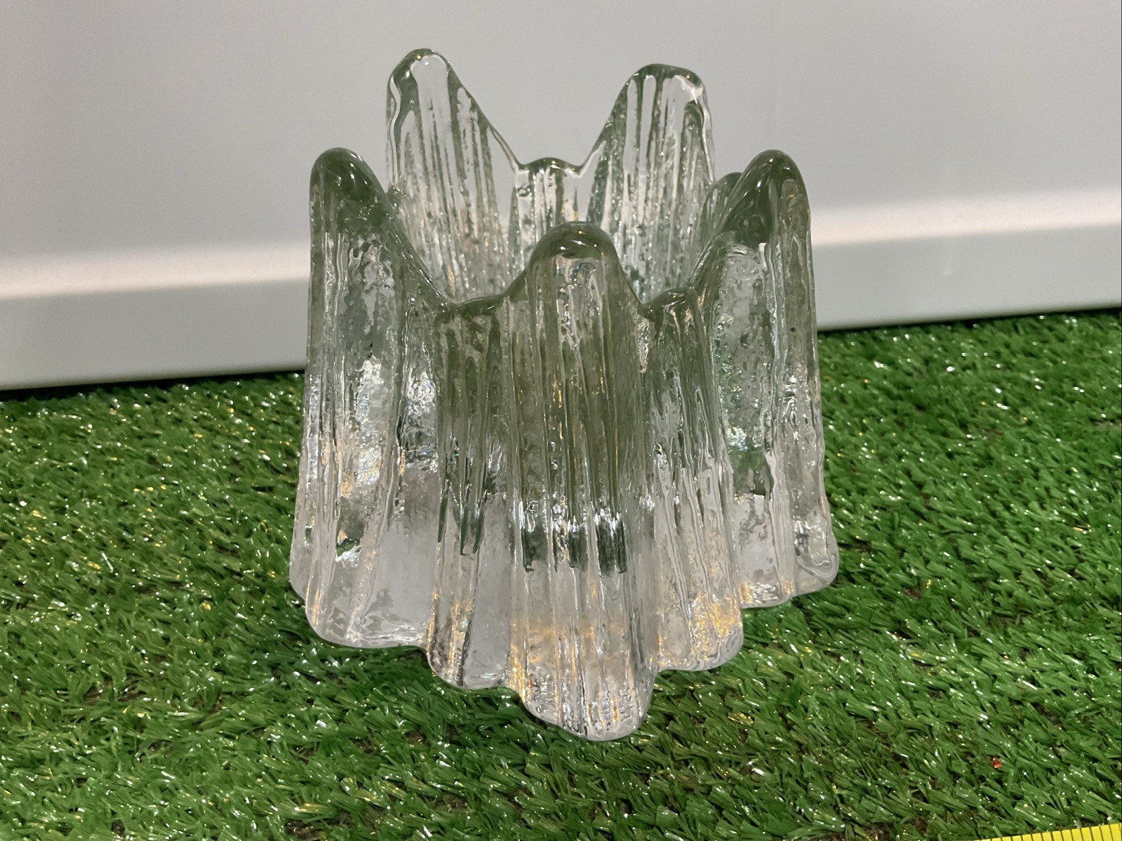 Vintage Nybro Sweden Crystal Volcano Votive Candleholder 4.5 in.
