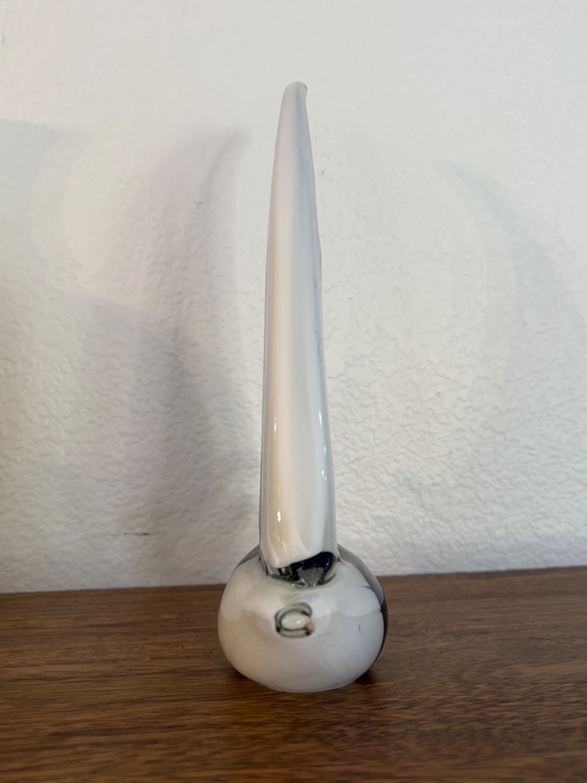 Modern Hand Blown Art Glass Sailboat Sculpture Black White Nautical Decor