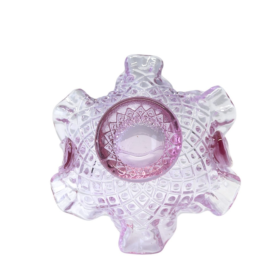 Vintage Fenton Pink Glass Basket Old Colony Lace Pattern Ruffled Edge 6″ Tall