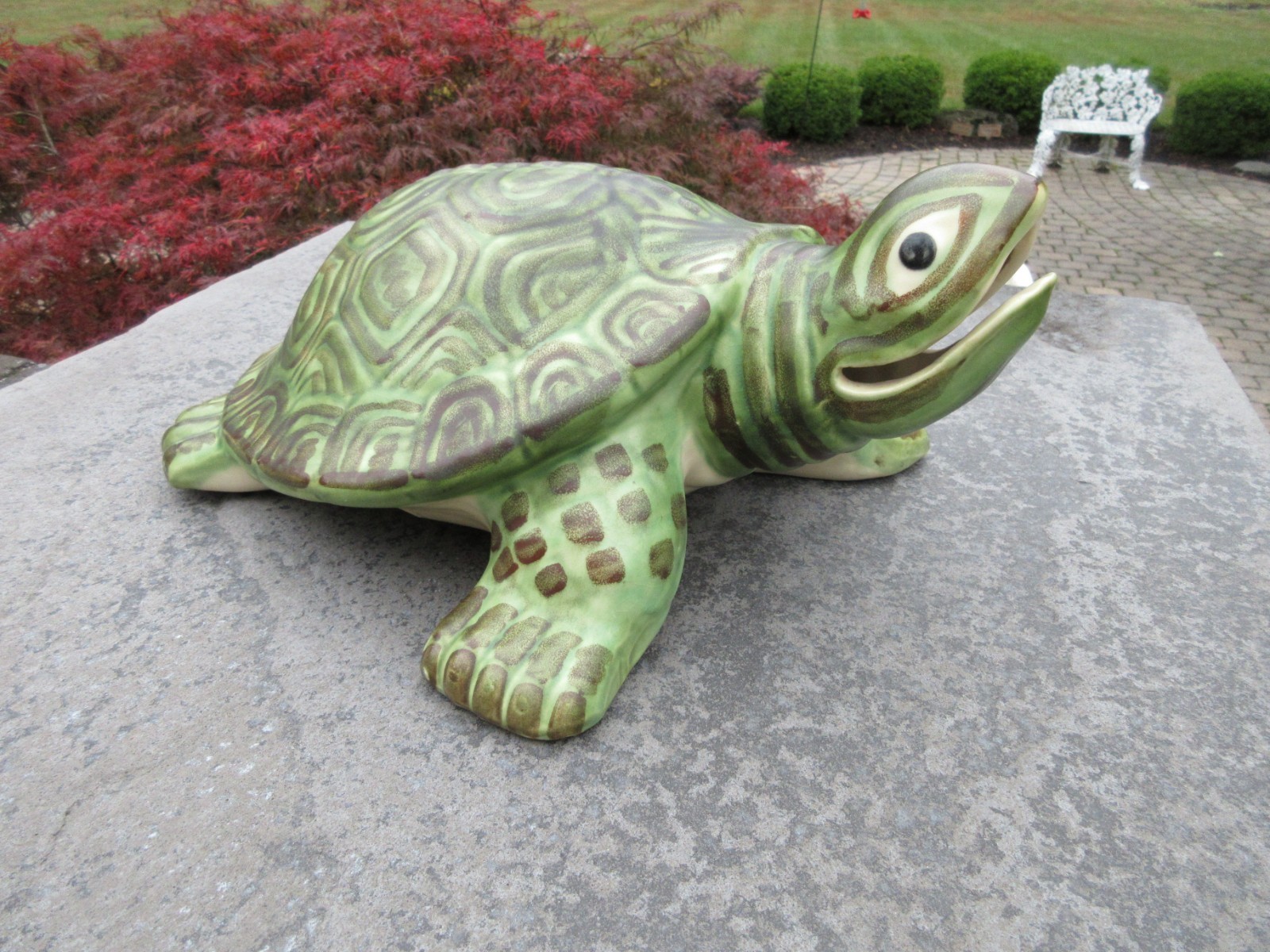 Vintage Brush-McCoy Pottery LARGE 15″ Turtle Figure / Garden Ornament