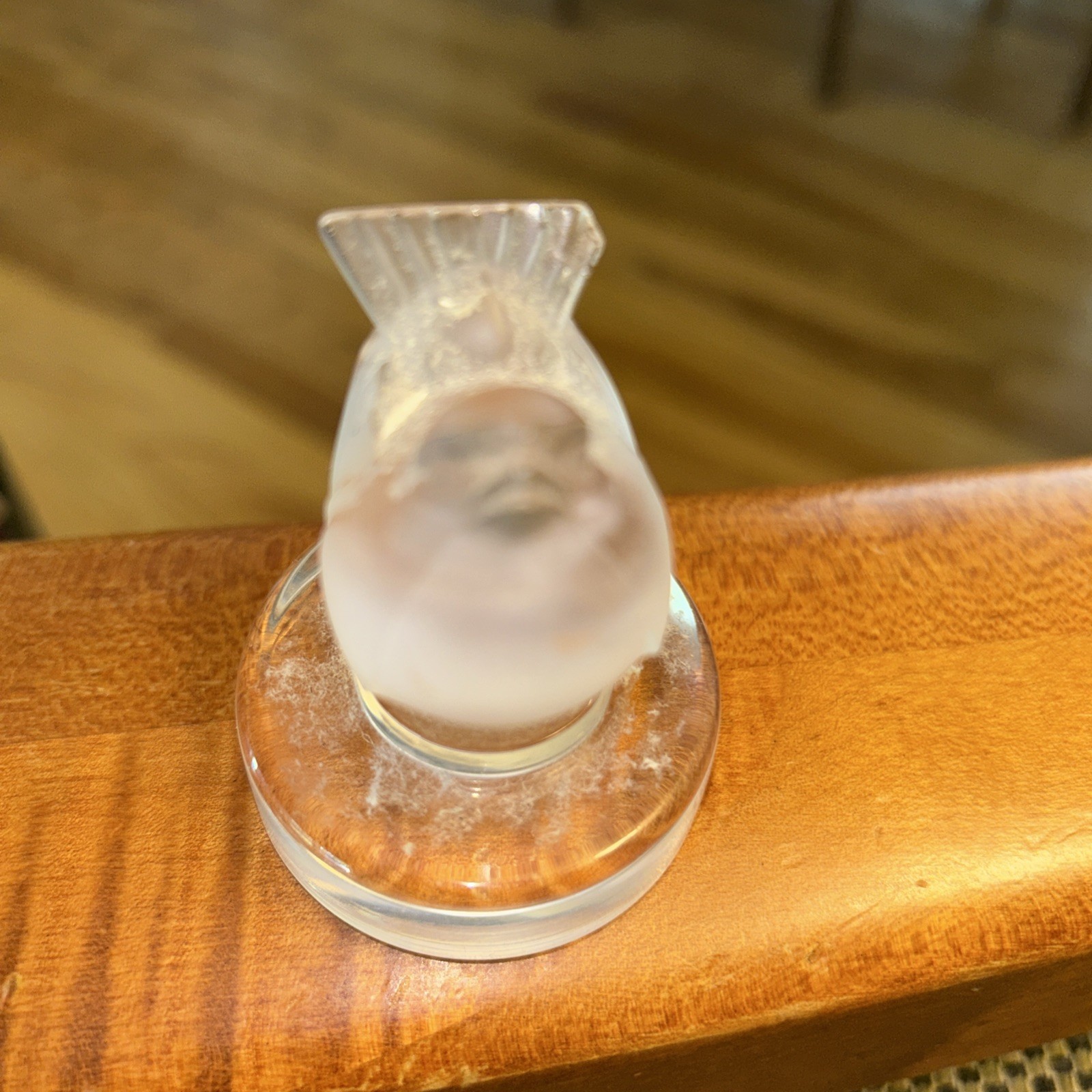 Lalique Frosted Baby Sparrow on a Pedestal,