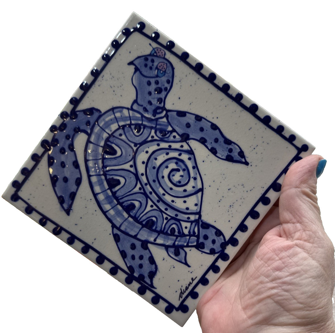 Diane Artware Come Dream with Me Sea Turtle Wall Tile Trivet Cottagecore Beach