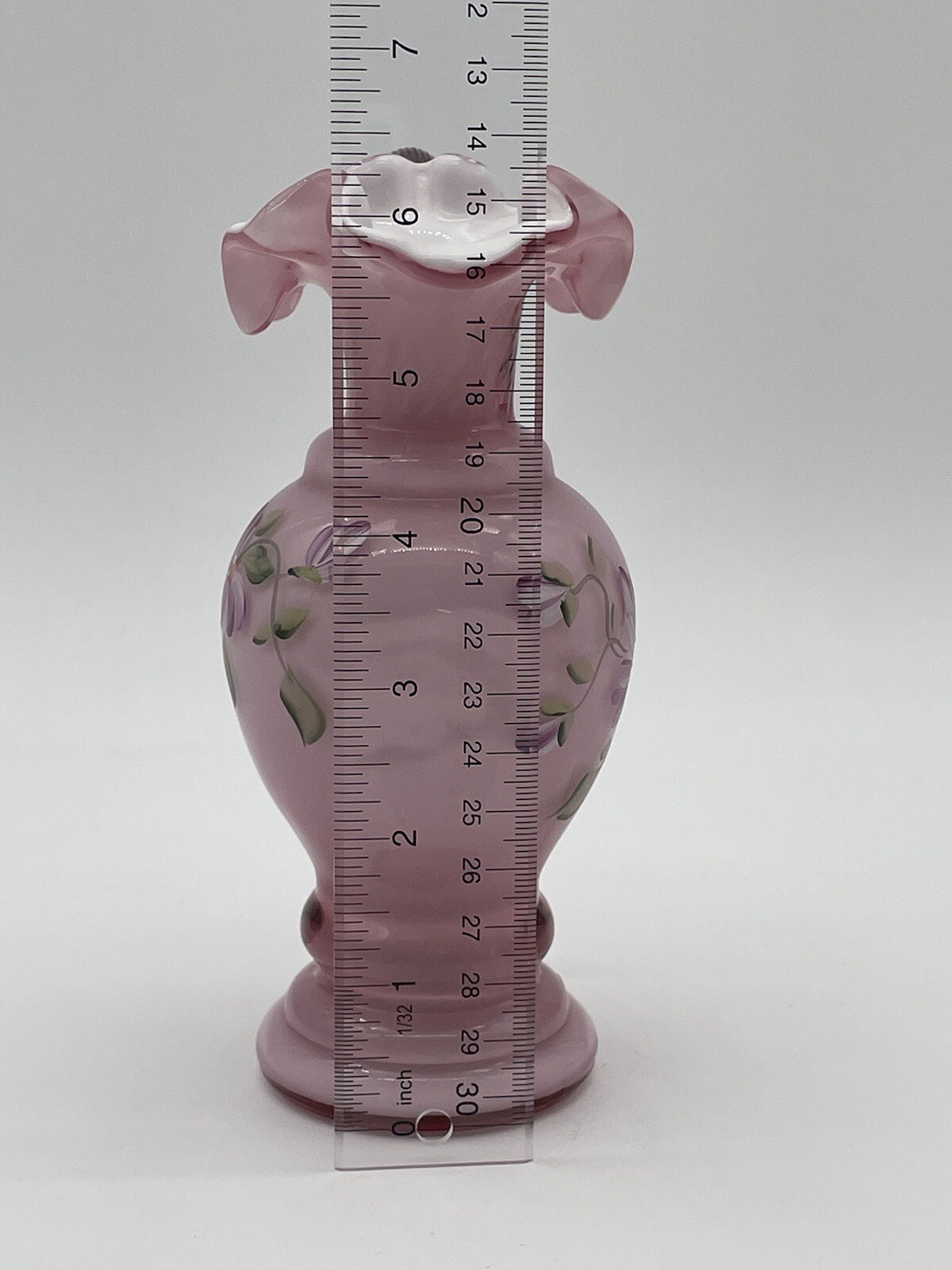 Vintage 1996 Lynn Fenton Art Glass Asters on Dusty Rose Overlay Pitcher #2071