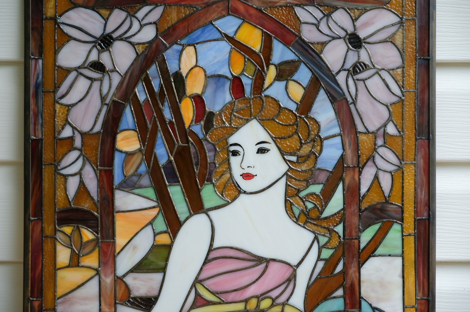 Tiffany Style Alphonse Mucha Art, Stained Glass Window Panel: Morning Awakening