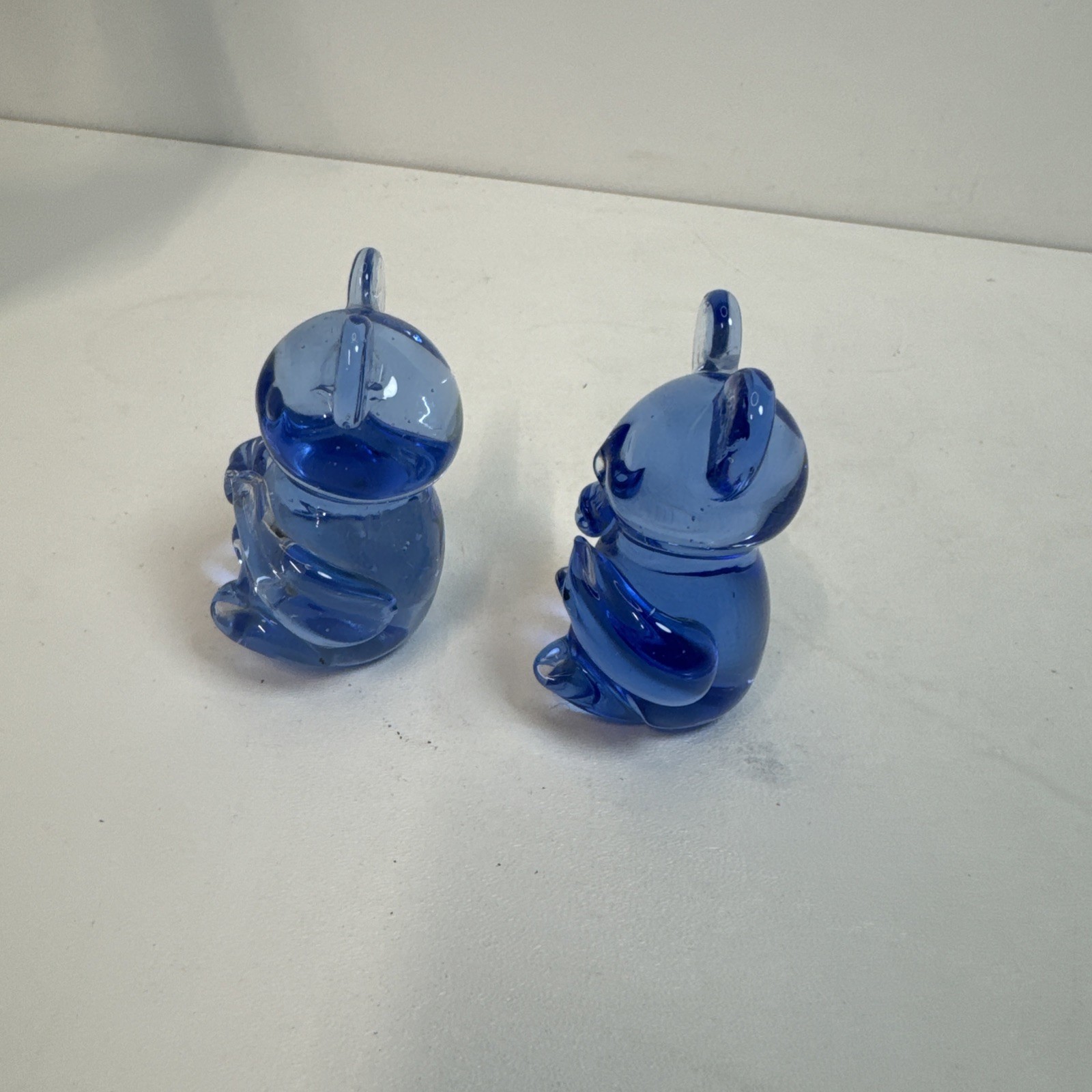 United States Commemorative Fine Art Gallery COBALT BLUE Glass BEAR 3” Pair