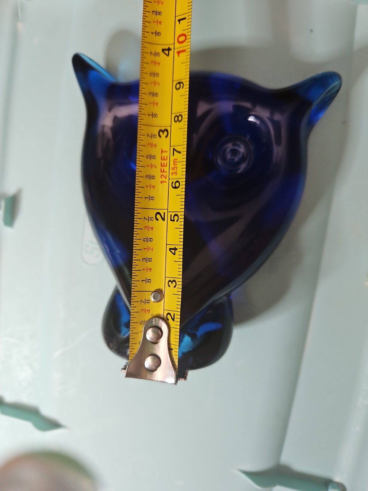 Vintage Viking Cobalt Blue Glass Owl Paperweight MCM 5″ Tall Figurine