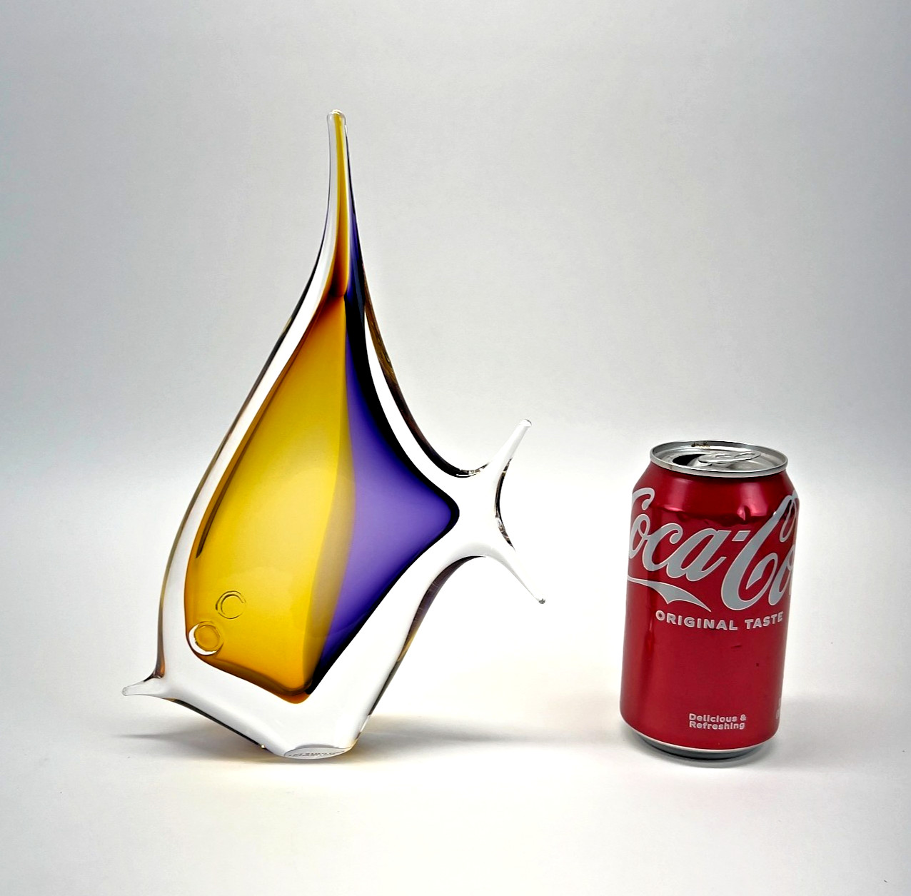 Artcristal Bohemia Czech Art Glass Fish Sculpture Gold Purple Crystal 10″