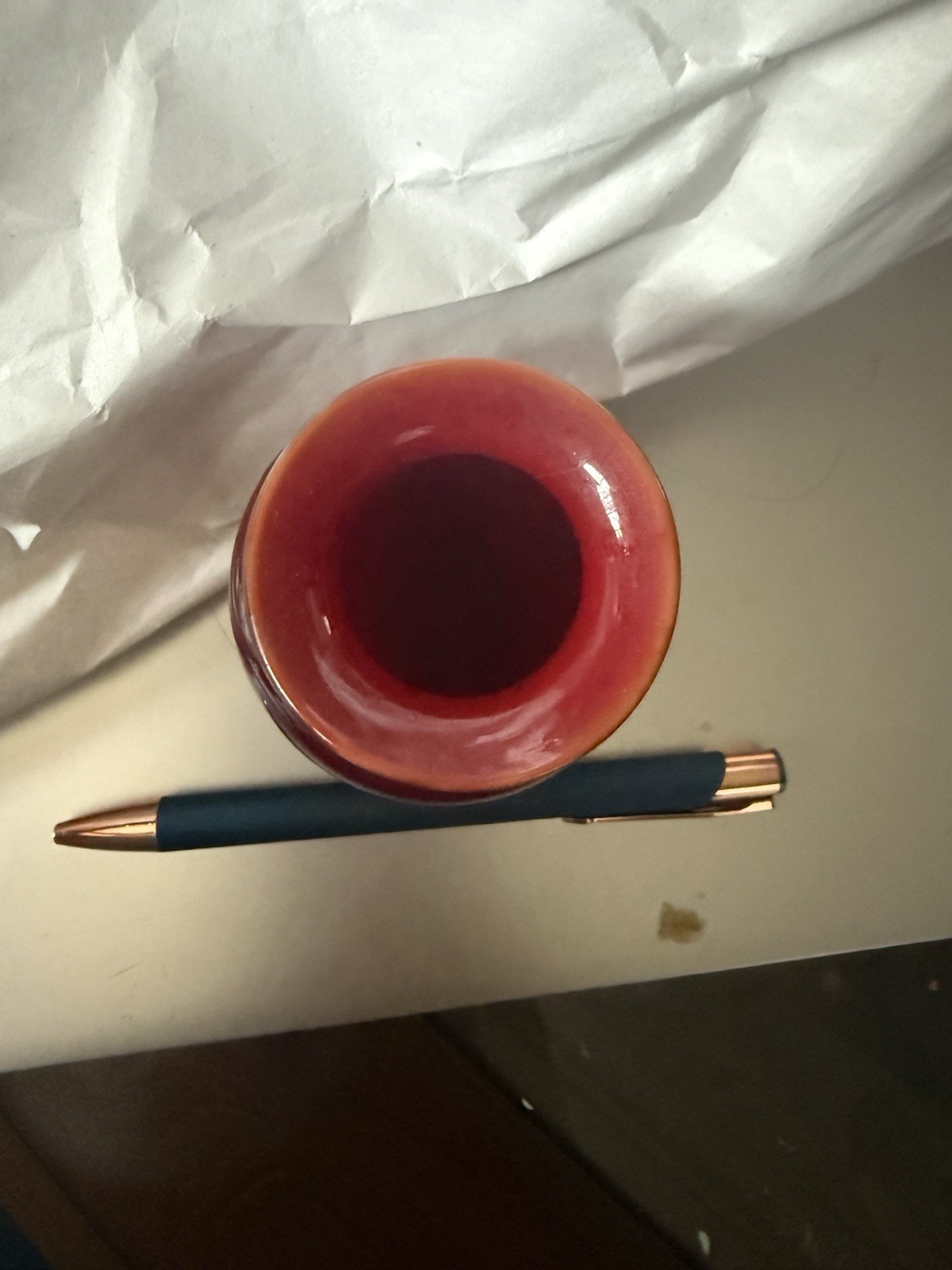 Donald Carlson Art Glass Vase 4-1/4” Tall Ruby Red /Cherry Signed