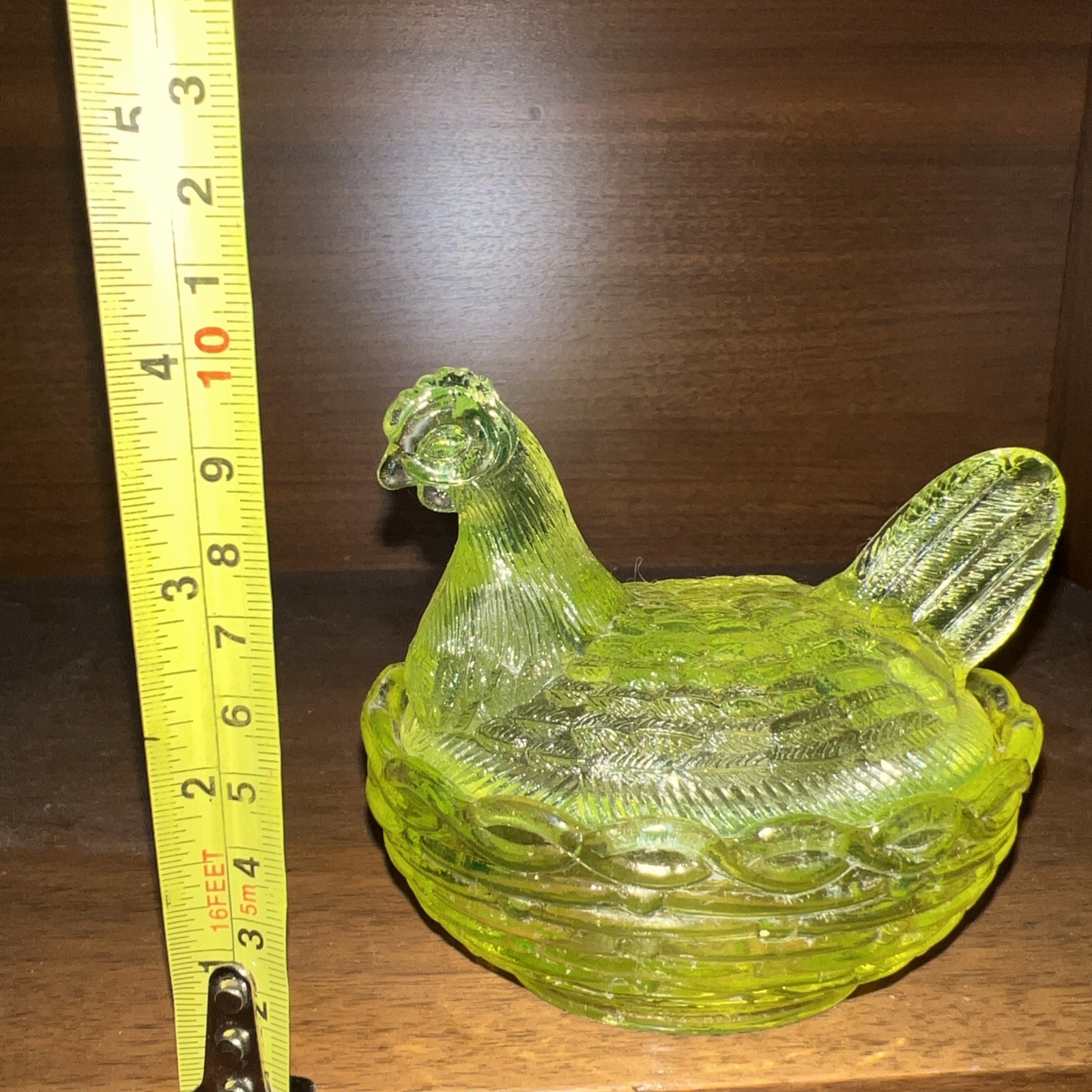 Mosser uranium glass hen on a nest