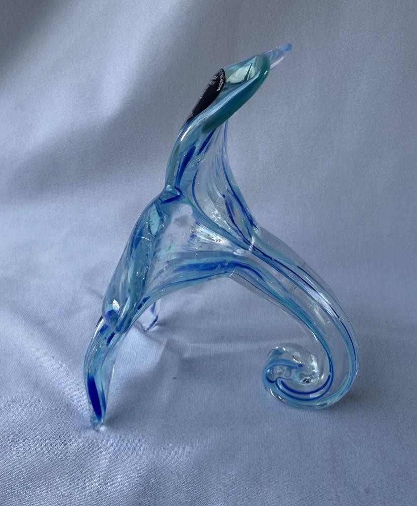 Genuine Italian Flower Blown Glass Murano dark light blue sparkles Italy 708