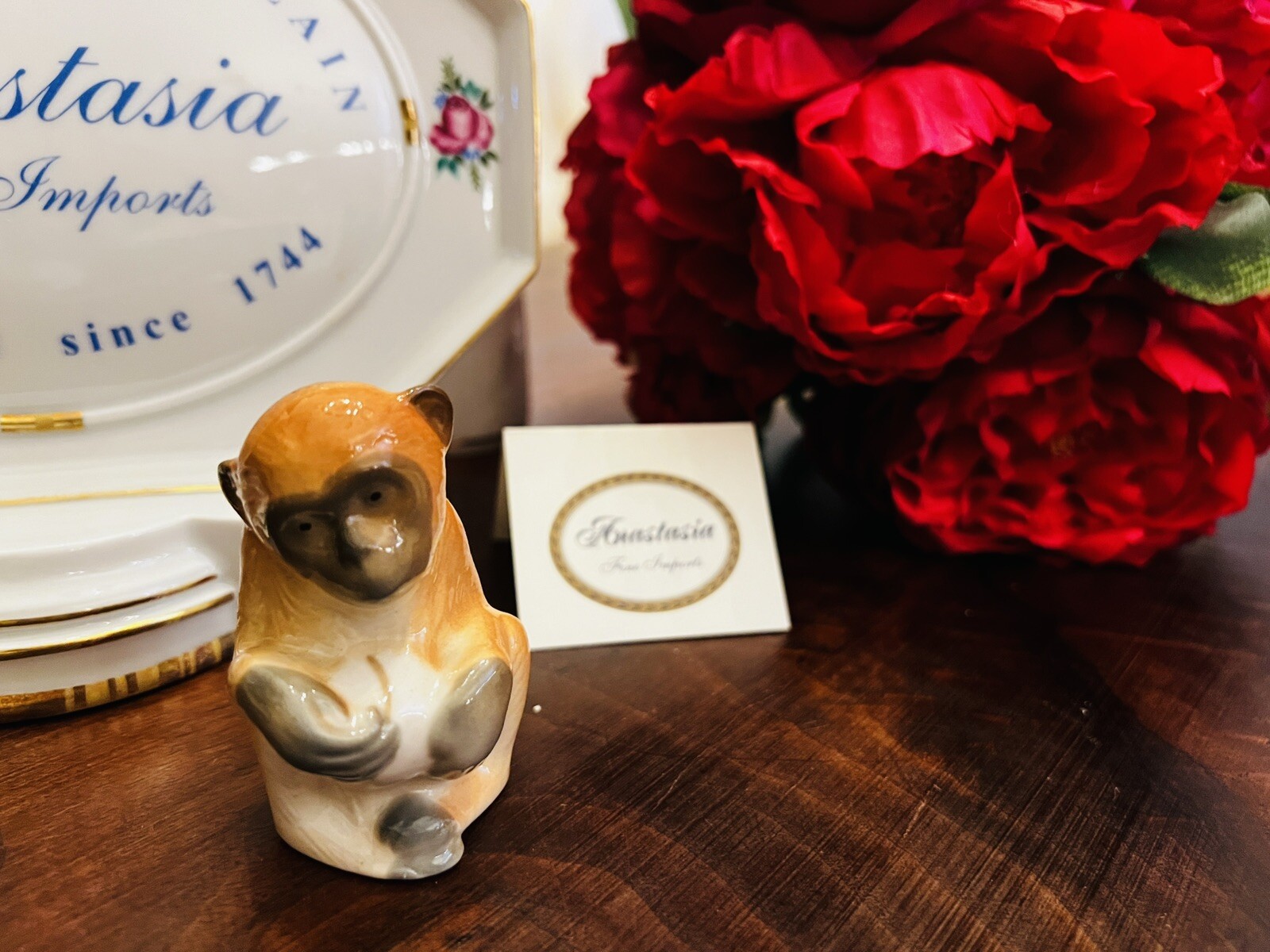 Lomonosov MONKEYS Figurine Set 3″ LOMONOSOV LFZ New Russian Porcelain Tan MONKEY