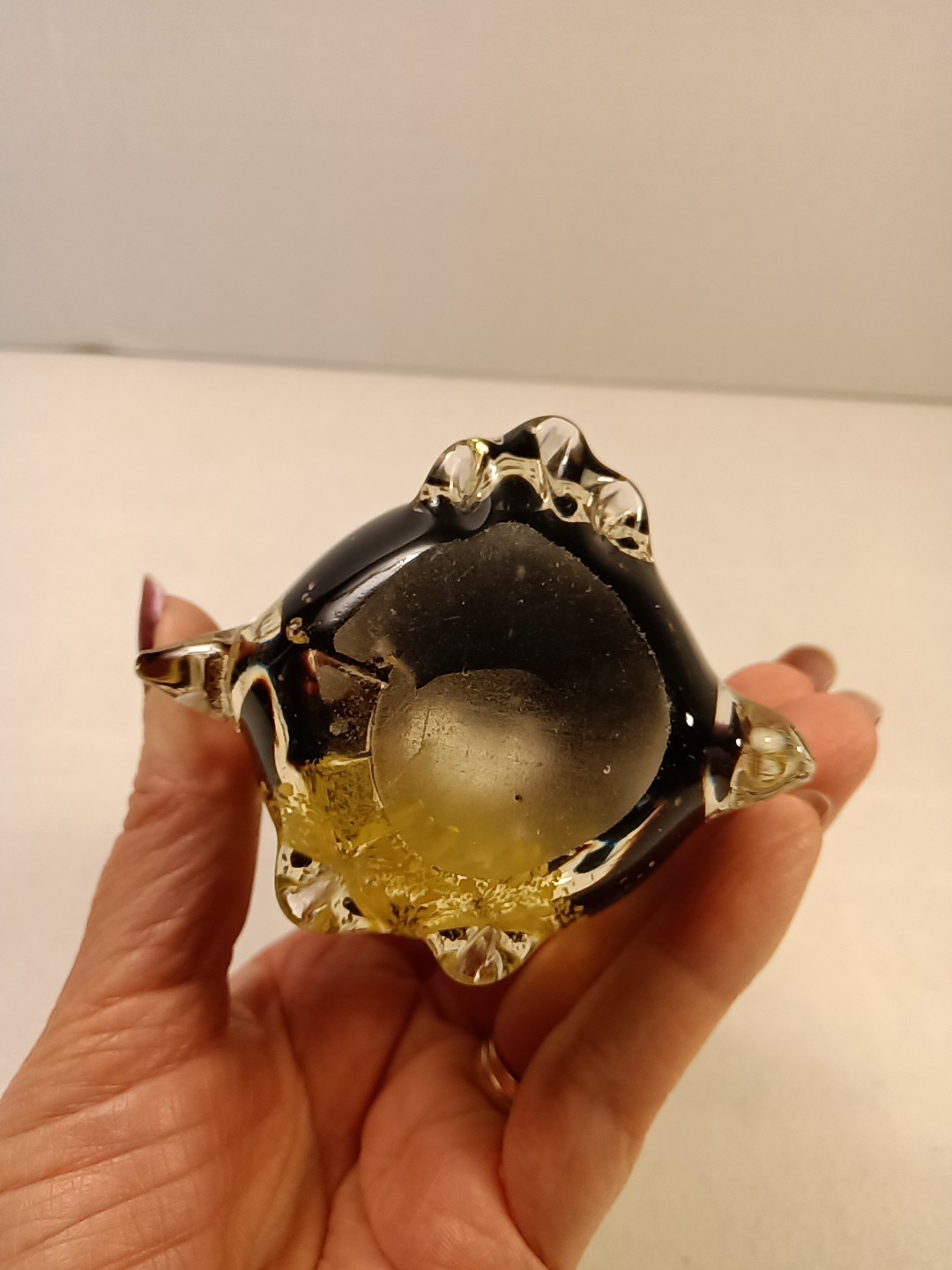 Vintage Art Glass Penquin Paper Weight Black And Yellow