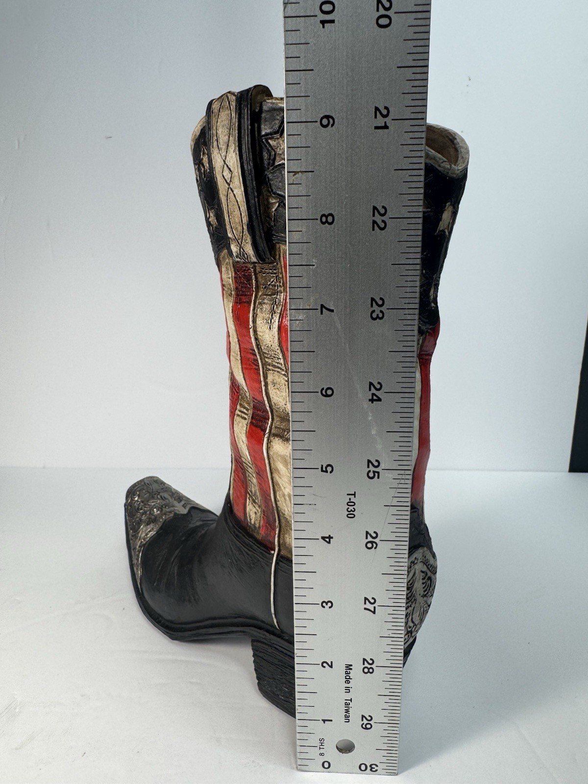 burton+BURTON Patriotic Americana Cowboy Boot Resin Figurine 11in Stars/Stripes