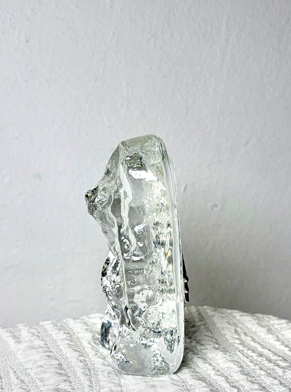 New Polaria Crystal Figurine Paperweight w Silverplate Polar Bear Norway