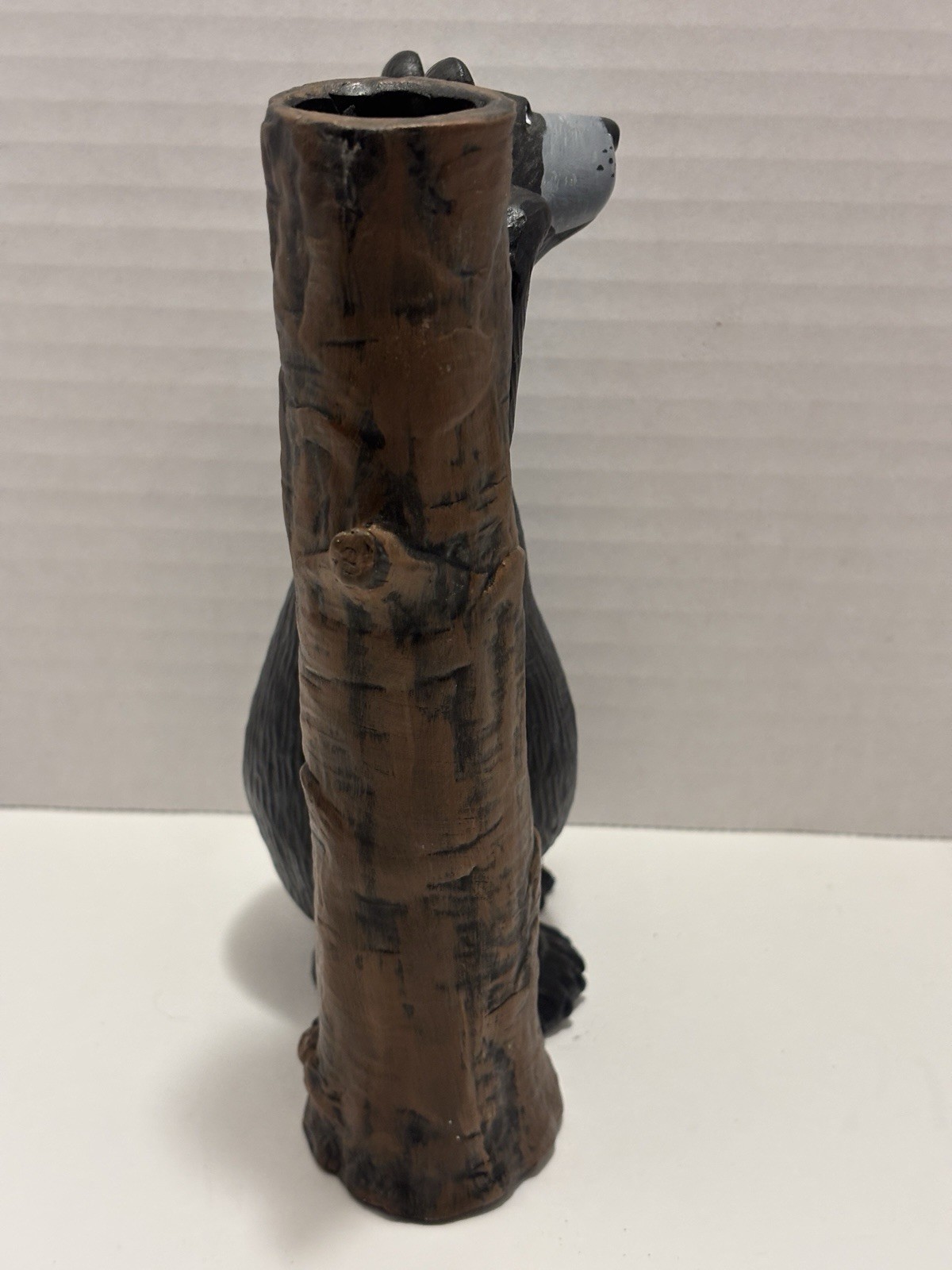 Vintage Dam Pottery Black Bear Tree Trunk Vase Farmhouse Rustic Decor