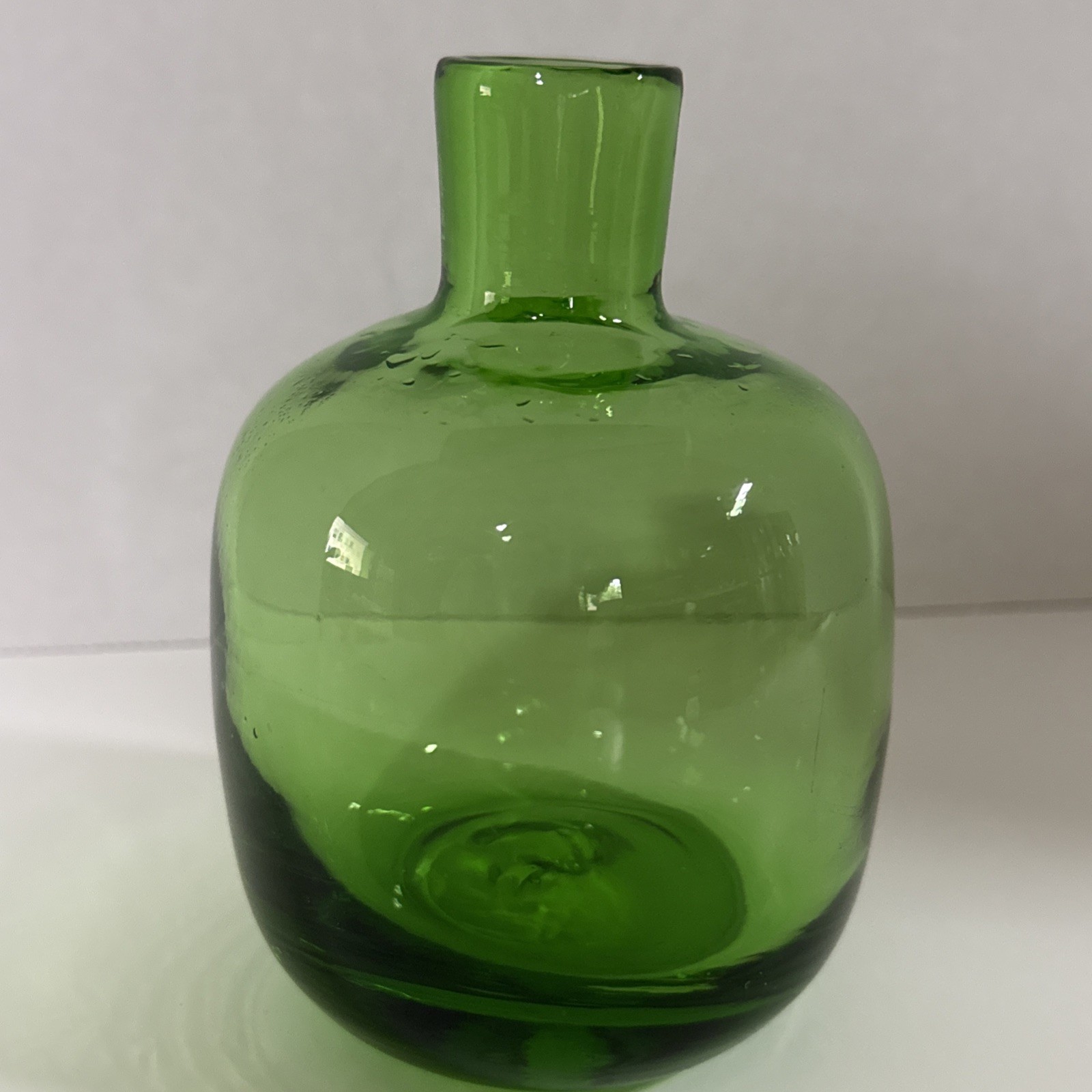 Vintage BLENKO Glass #6424 MCM Candle Holder Bud Vase Grass Green 5.5″