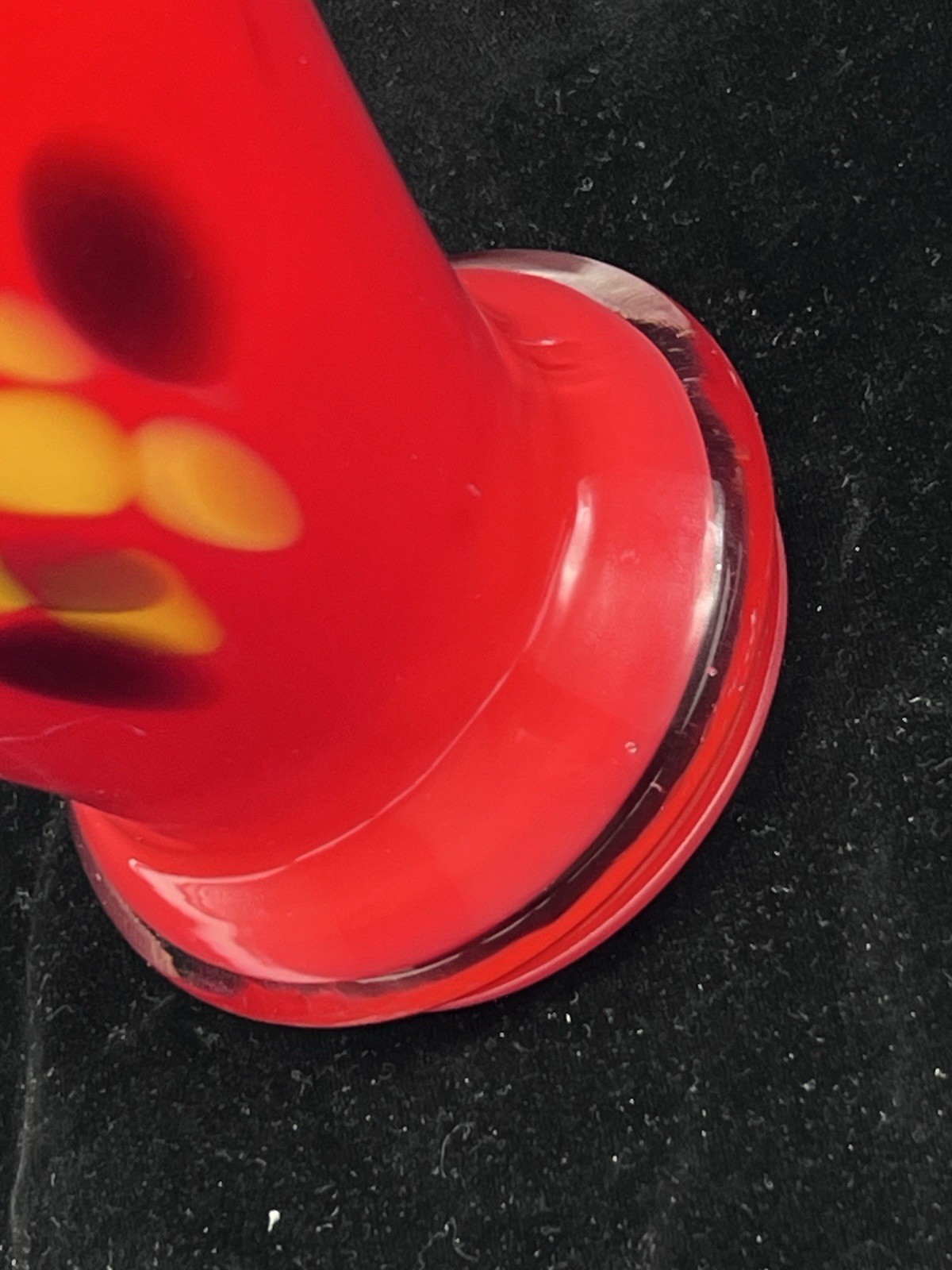 Bright Red Blown Glass Vase With Mottled Design—12.5”
